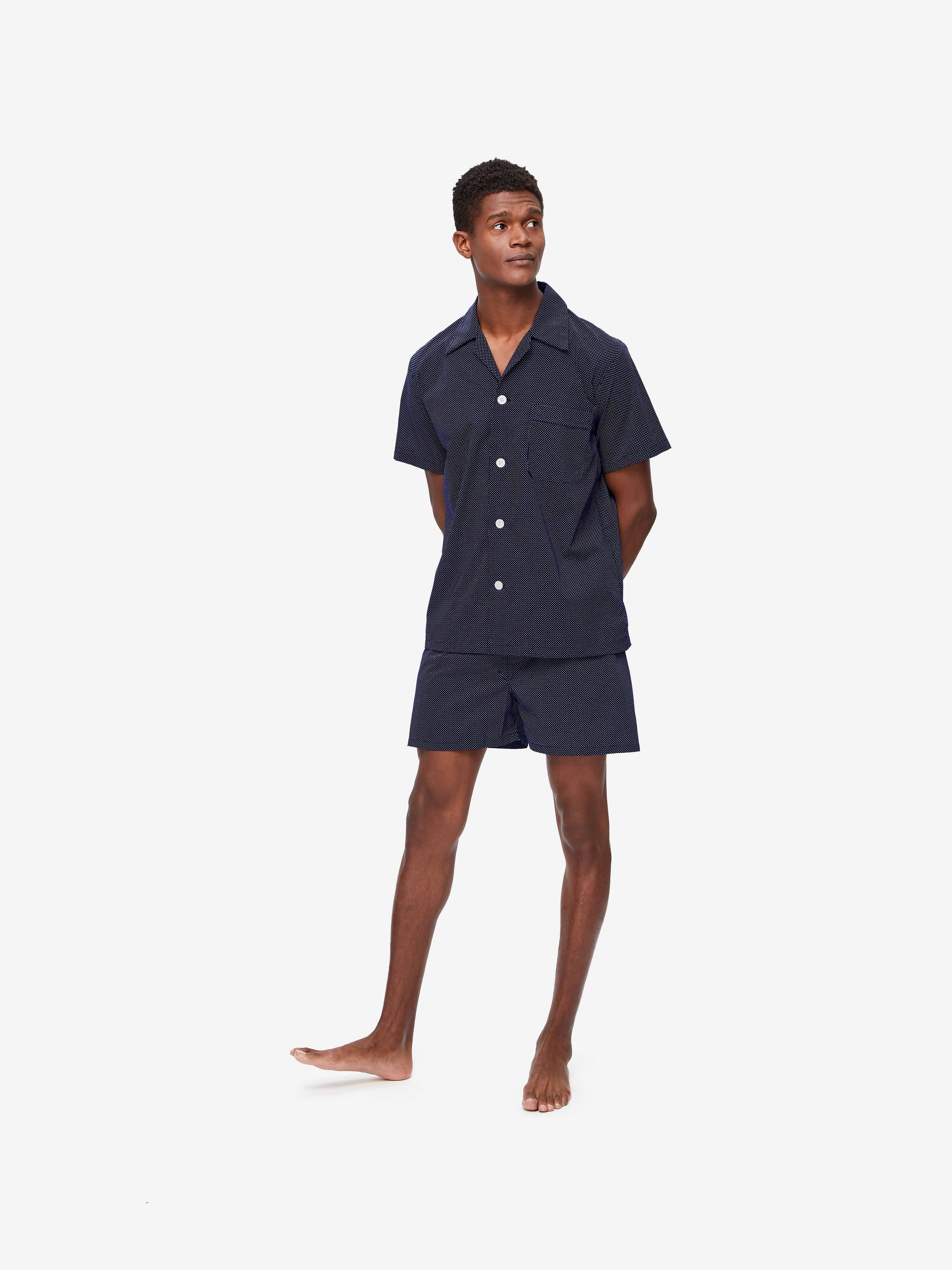 Men's Short Pyjamas Plaza 21 Cotton Batiste Navy