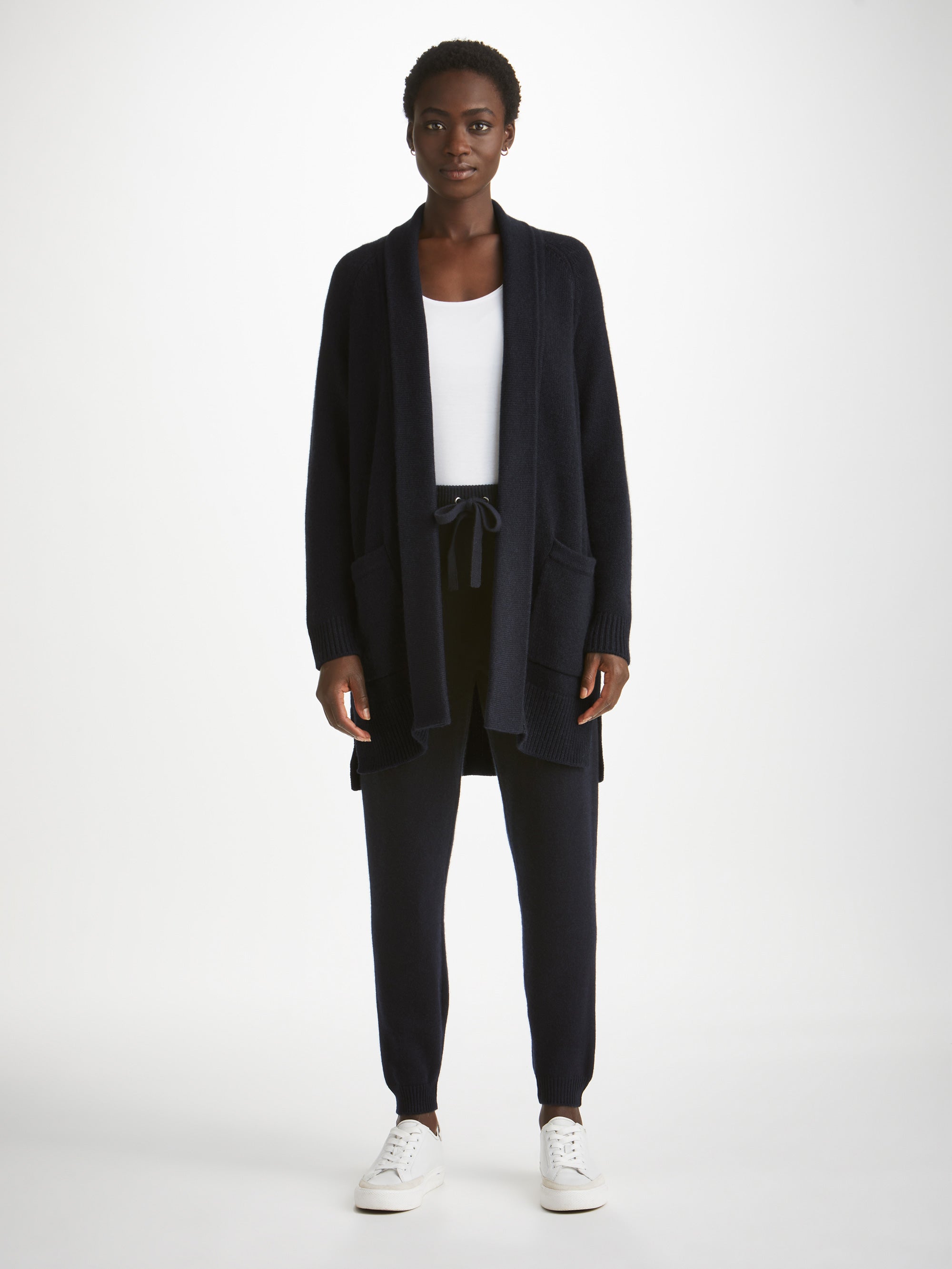 Women's Cardigan and Track Pants Cashmere Navy