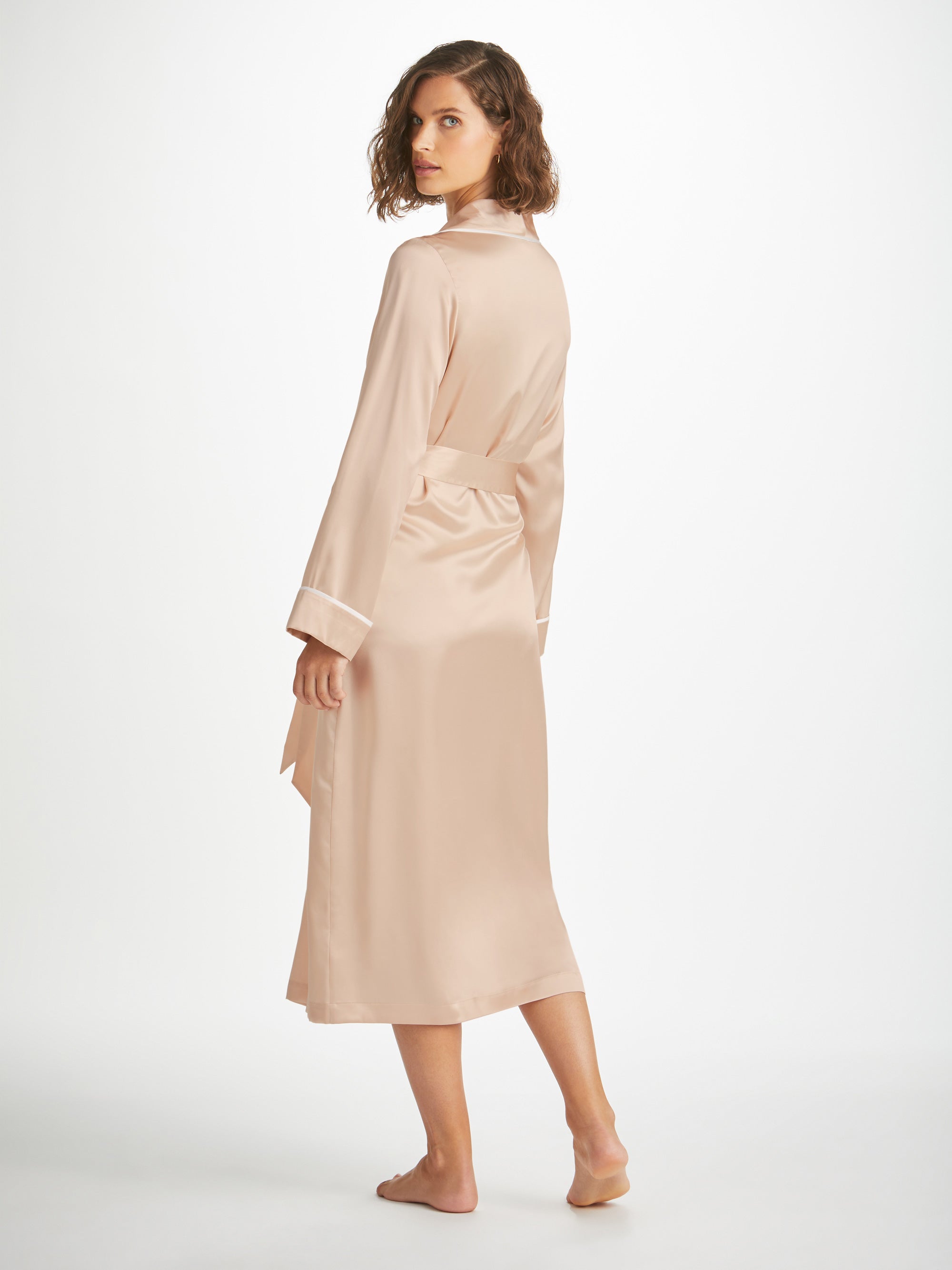 Women's Long Robe Bailey Silk Satin Champagne