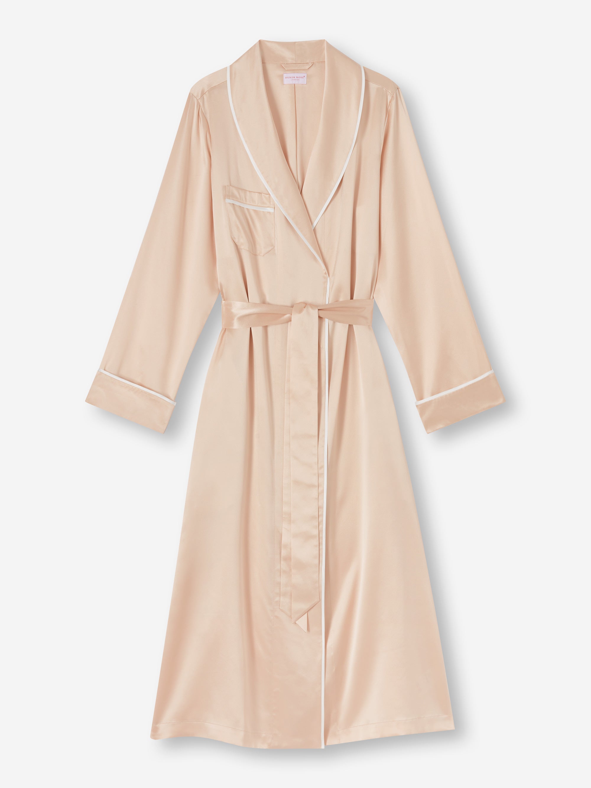 Women's Long Dressing Gown Bailey Silk Satin Champagne