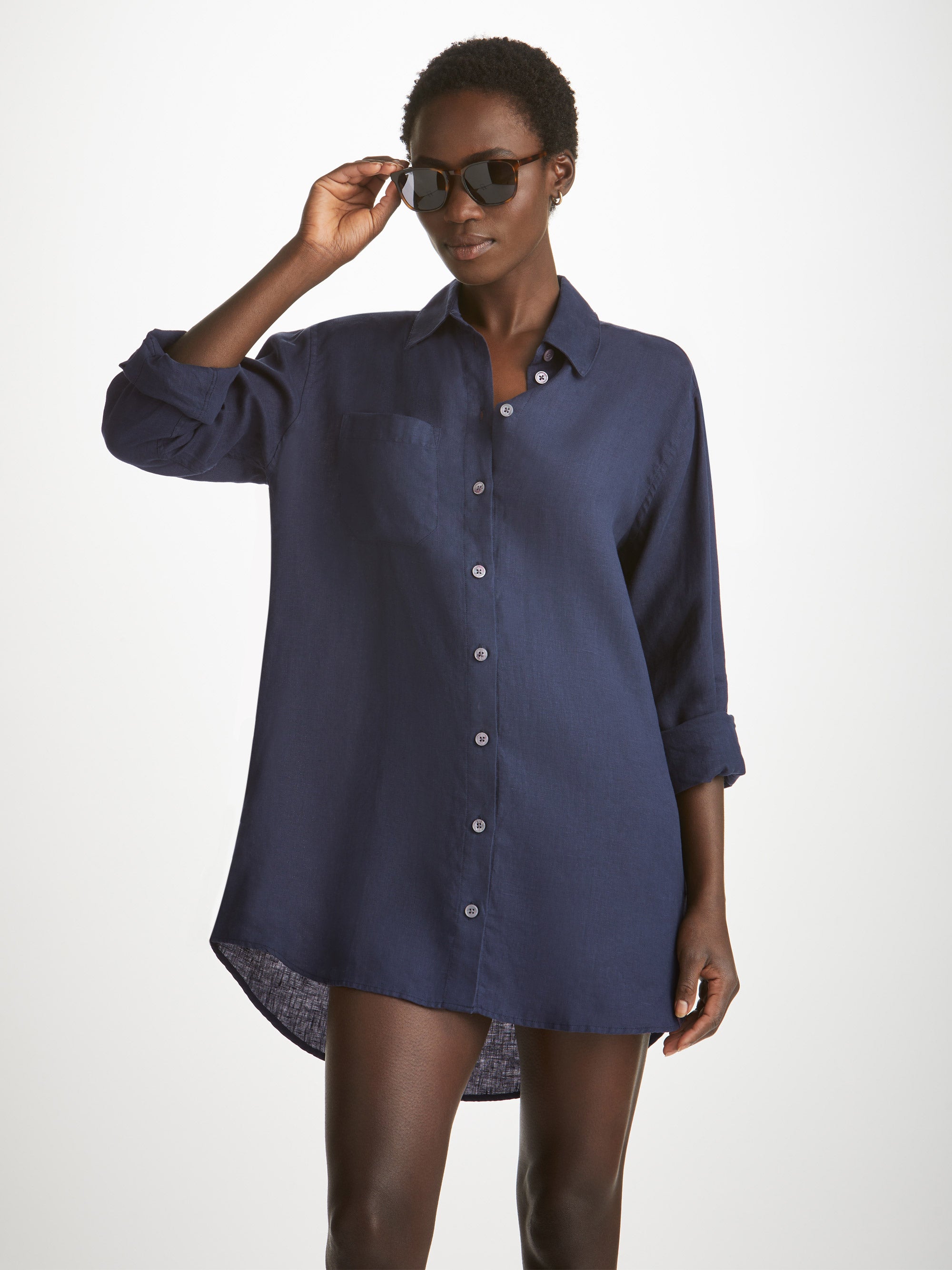 Women's Shirt Sicily Linen Navy