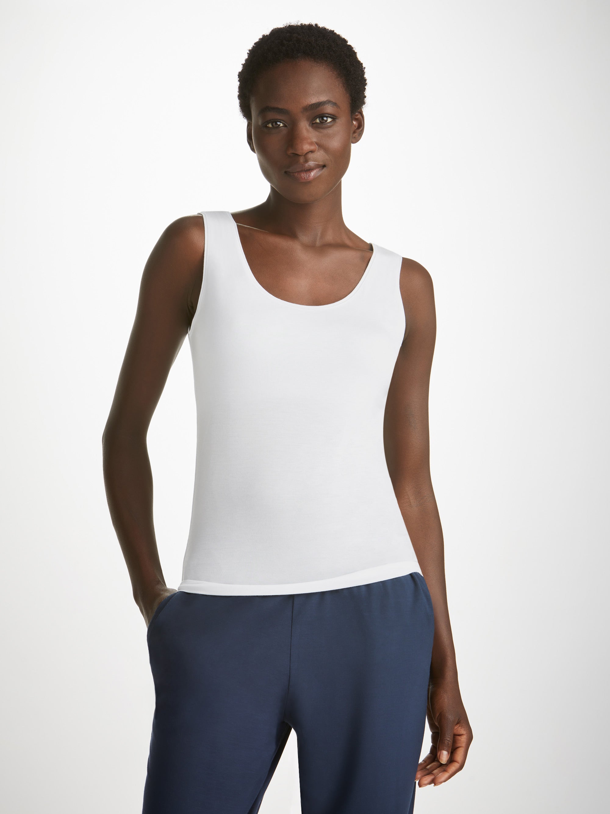 Women's Support Vest Lara Micro Modal Stretch White