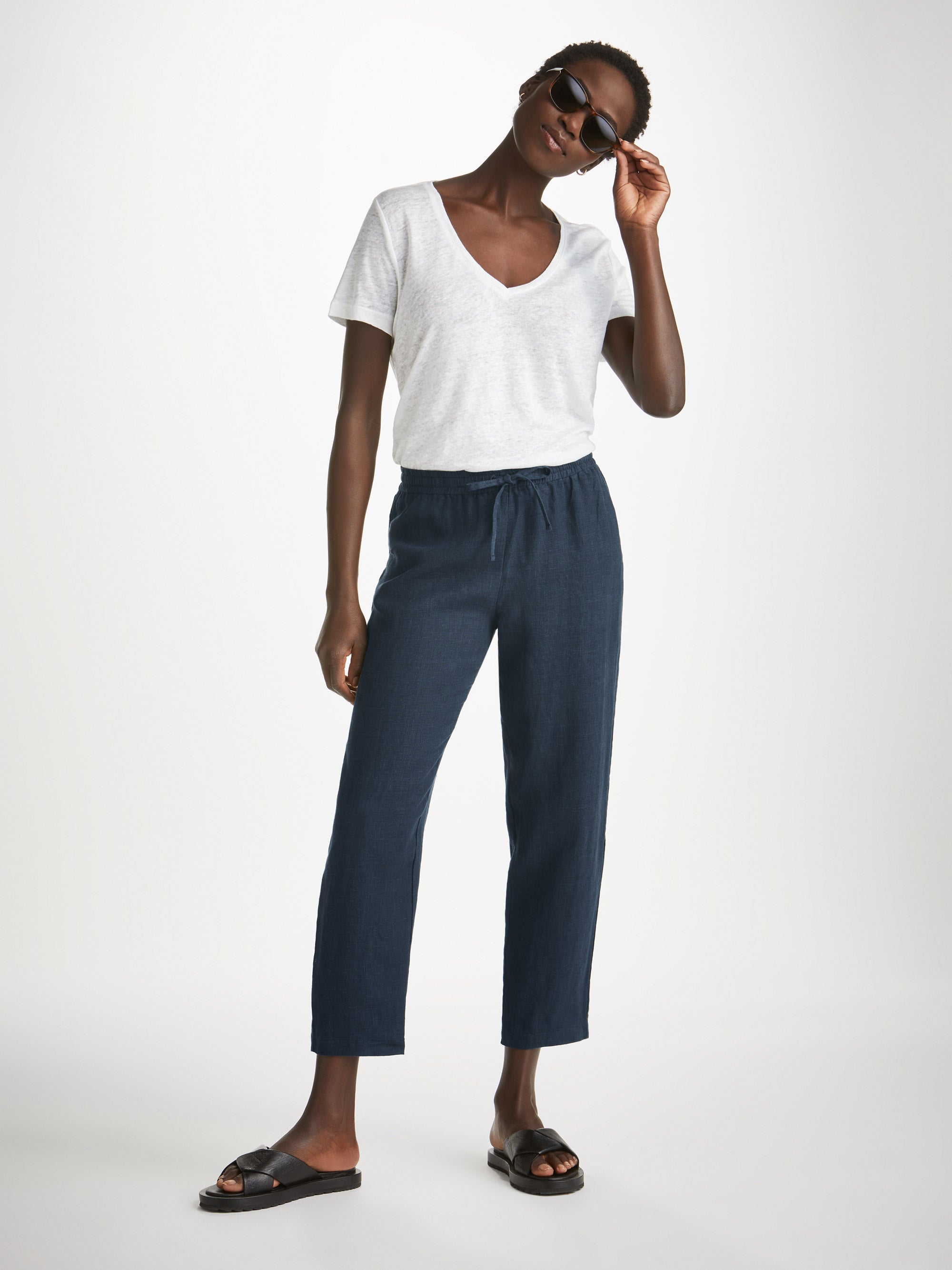 Women's Trousers Vienna Linen Navy