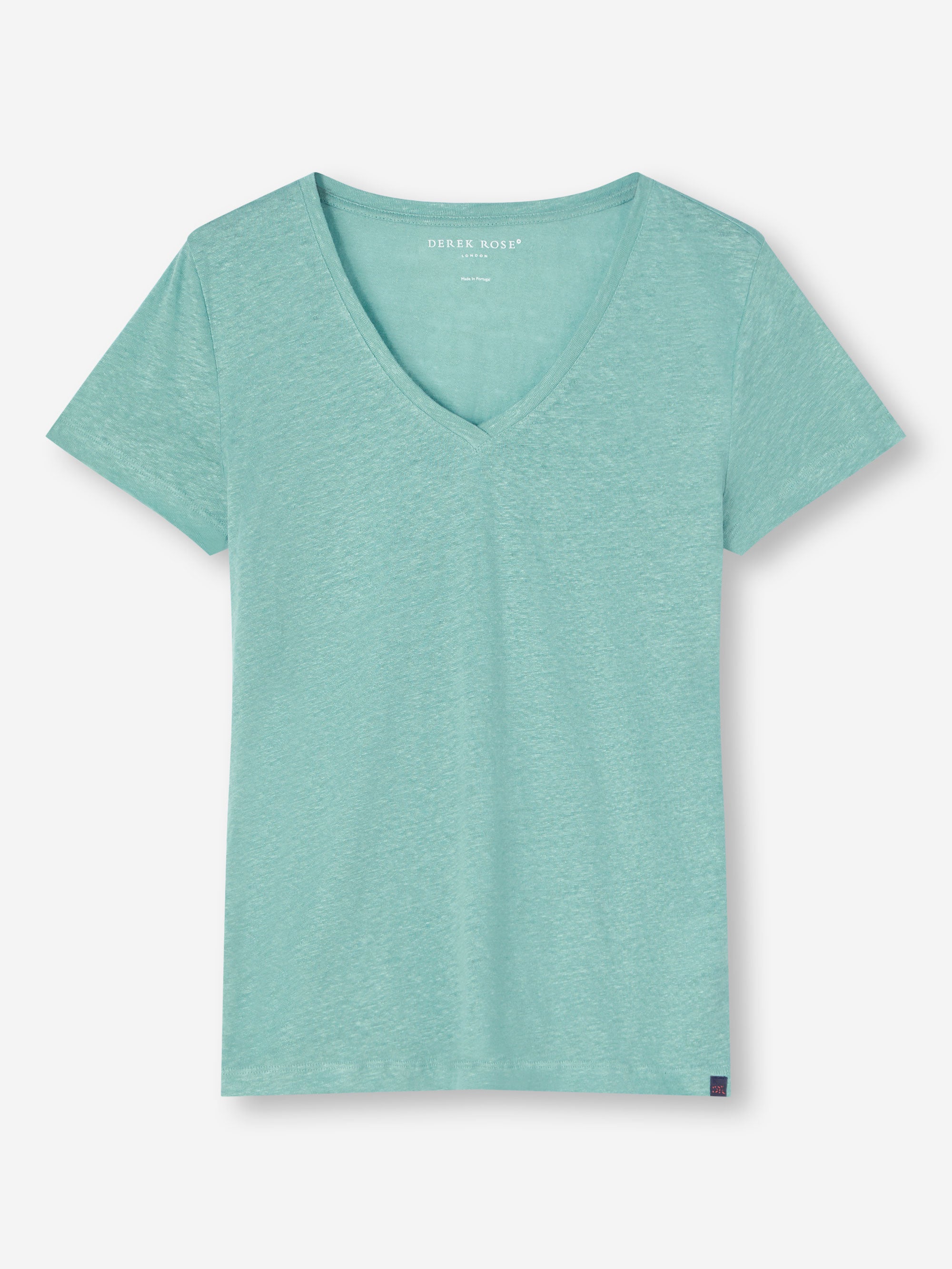 Women's V-Neck T-Shirt Jordan Linen Soft Aqua