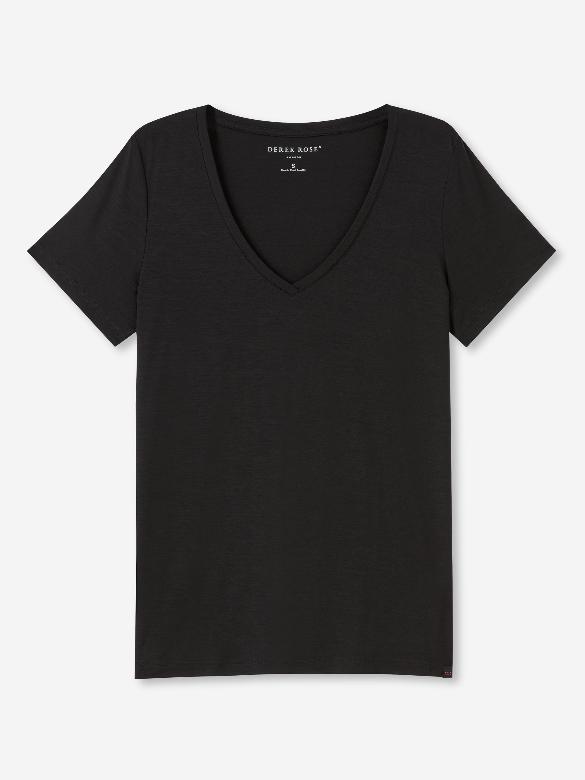 [[Women's V-Neck T-Shirt Lara Micro Modal Stretch Black (Size)]]