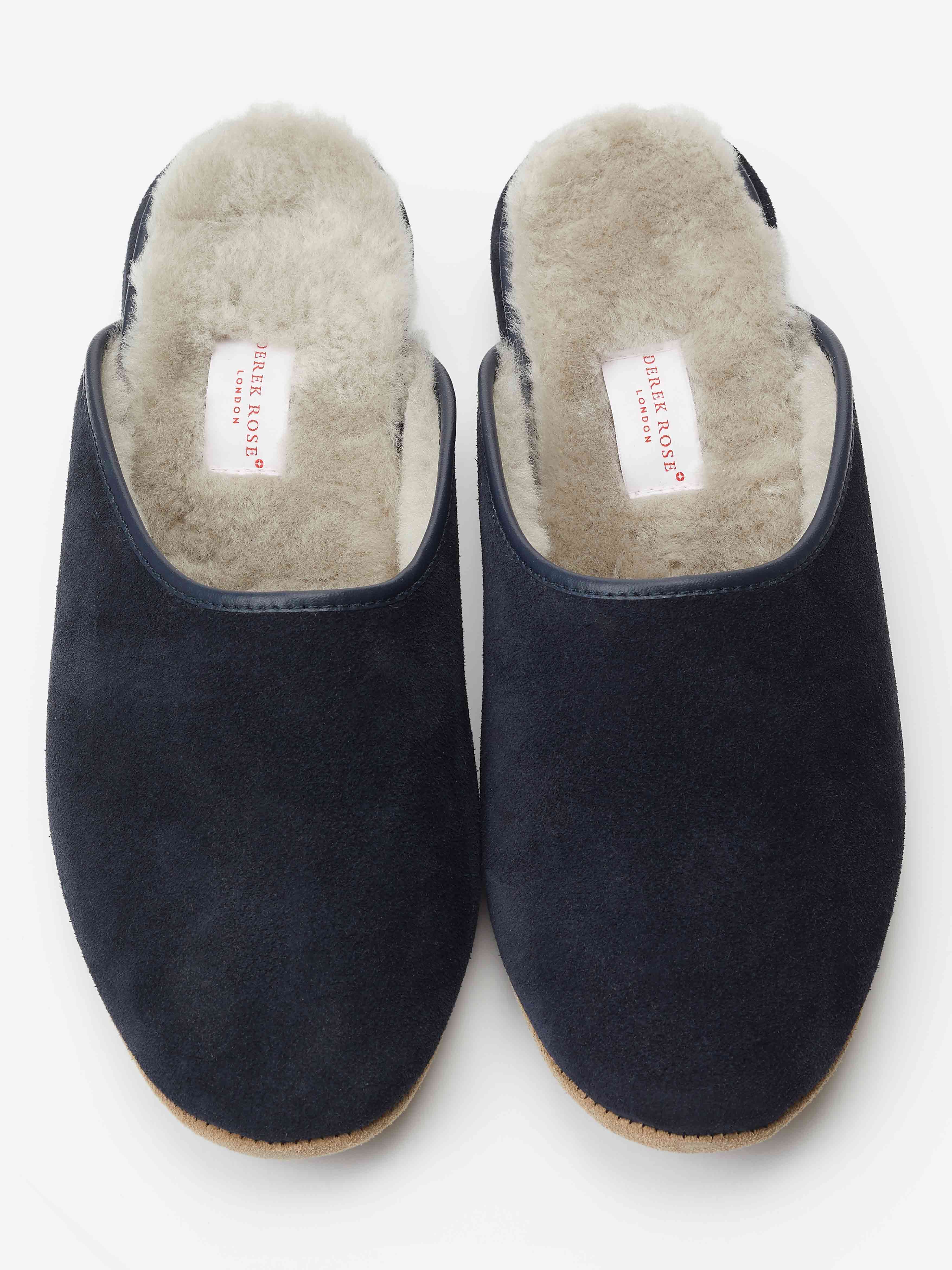 Men's Mule Slippers Douglas Suede Sheepskin Navy