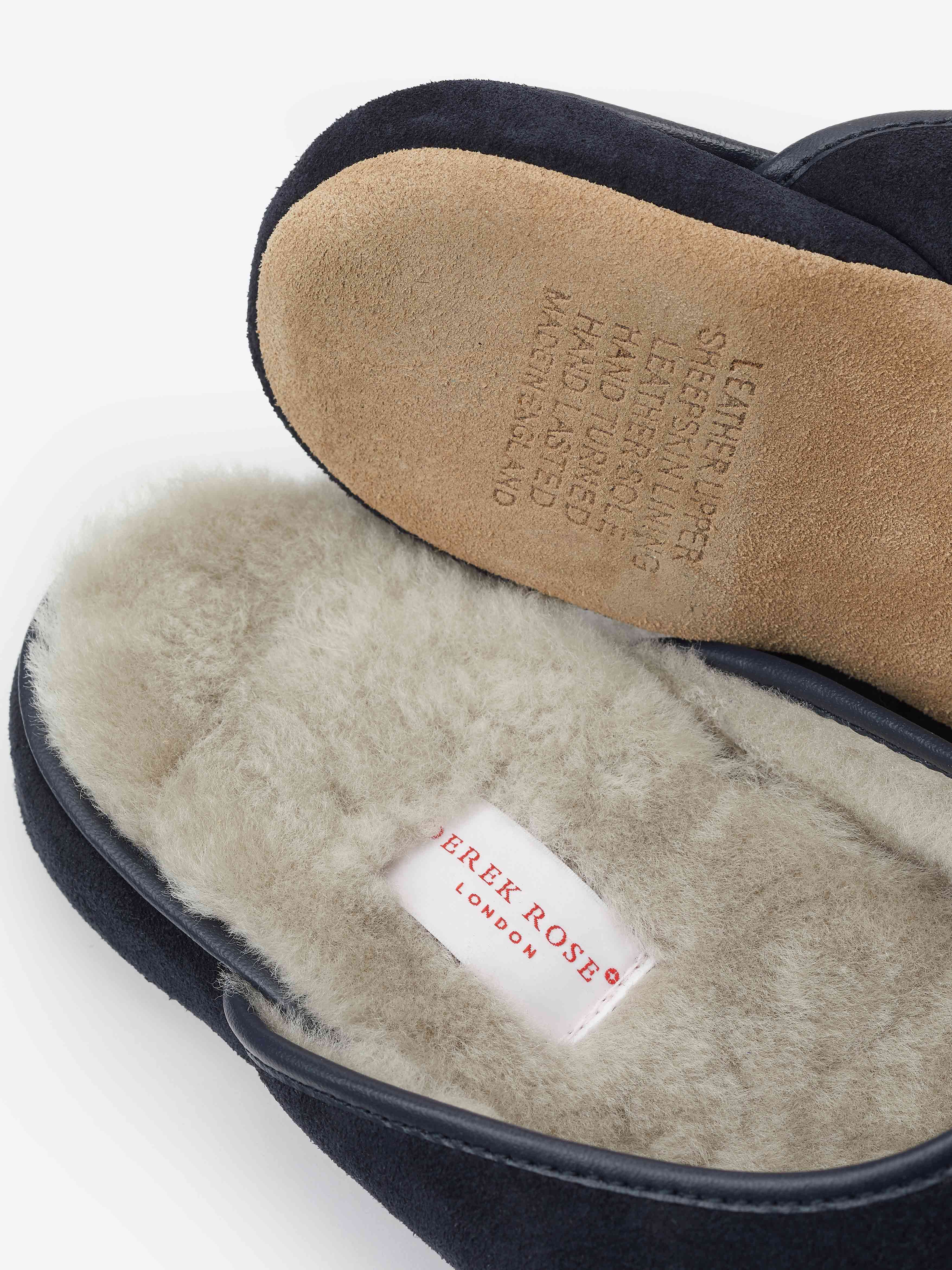 Men's Mule Slippers Douglas Suede Sheepskin Navy