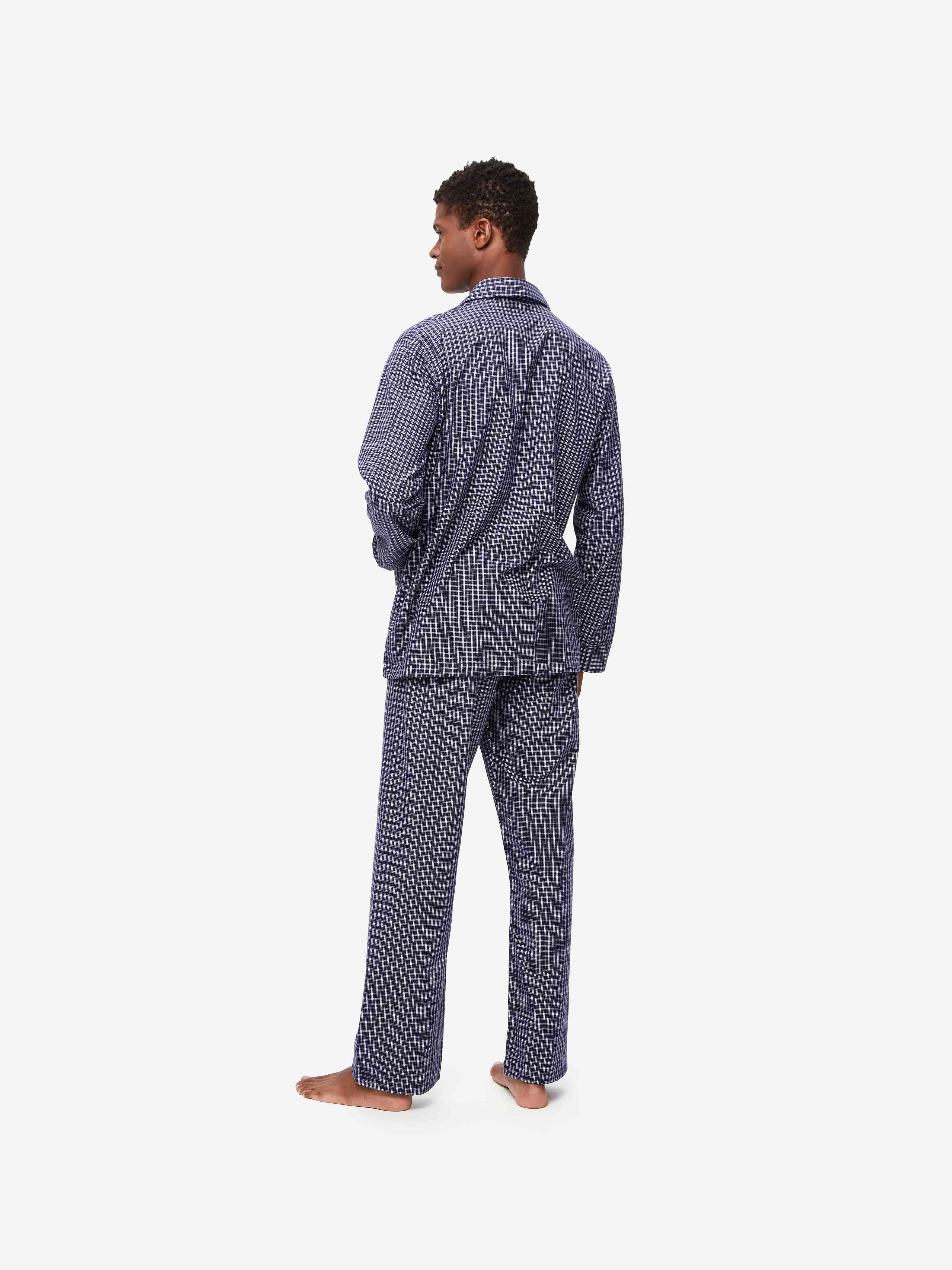 Men's Classic Fit Pajamas Braemar 32 Brushed Cotton Navy