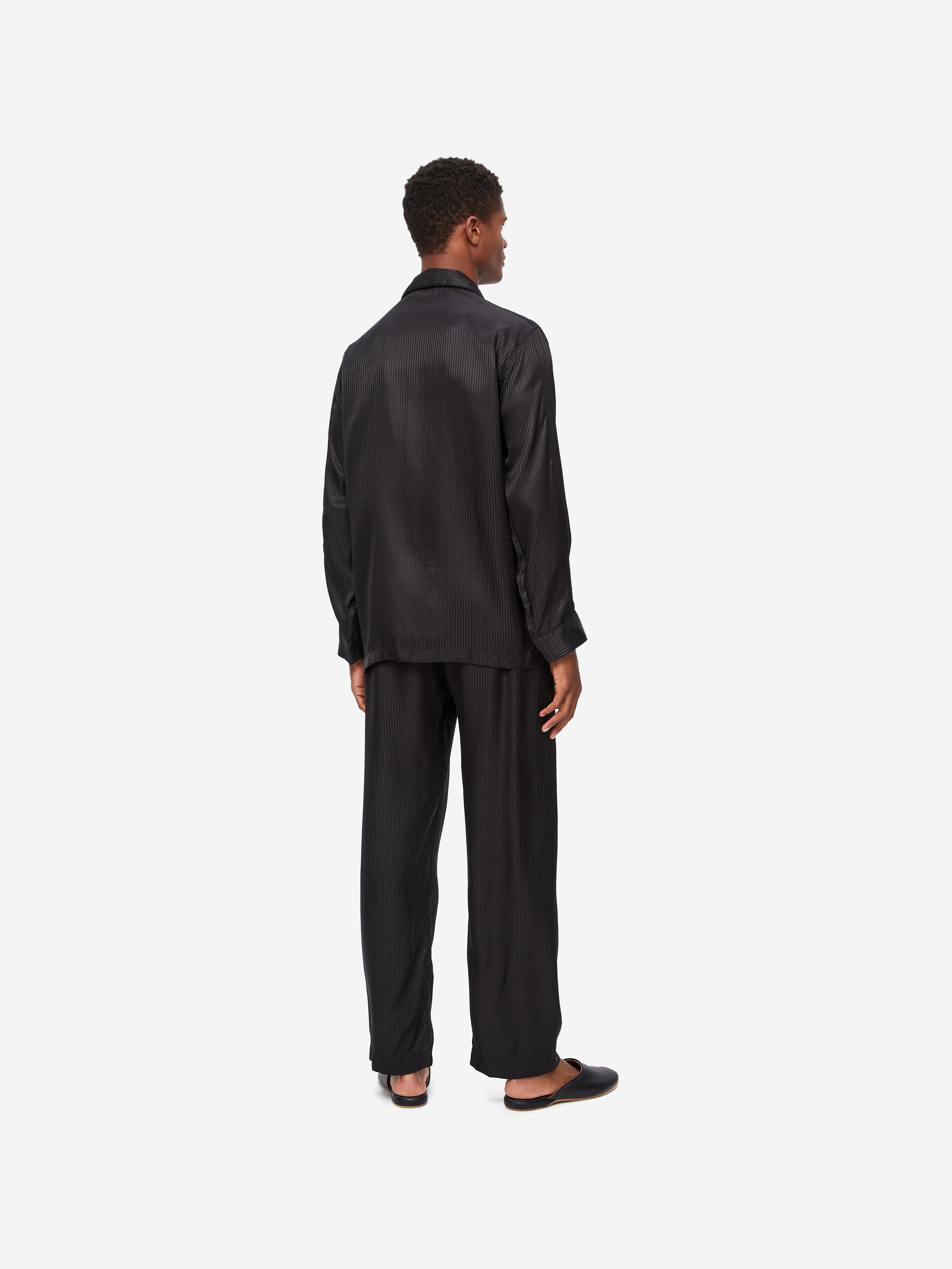 Men's Classic Fit Pajamas Woburn 8 Silk Satin Black