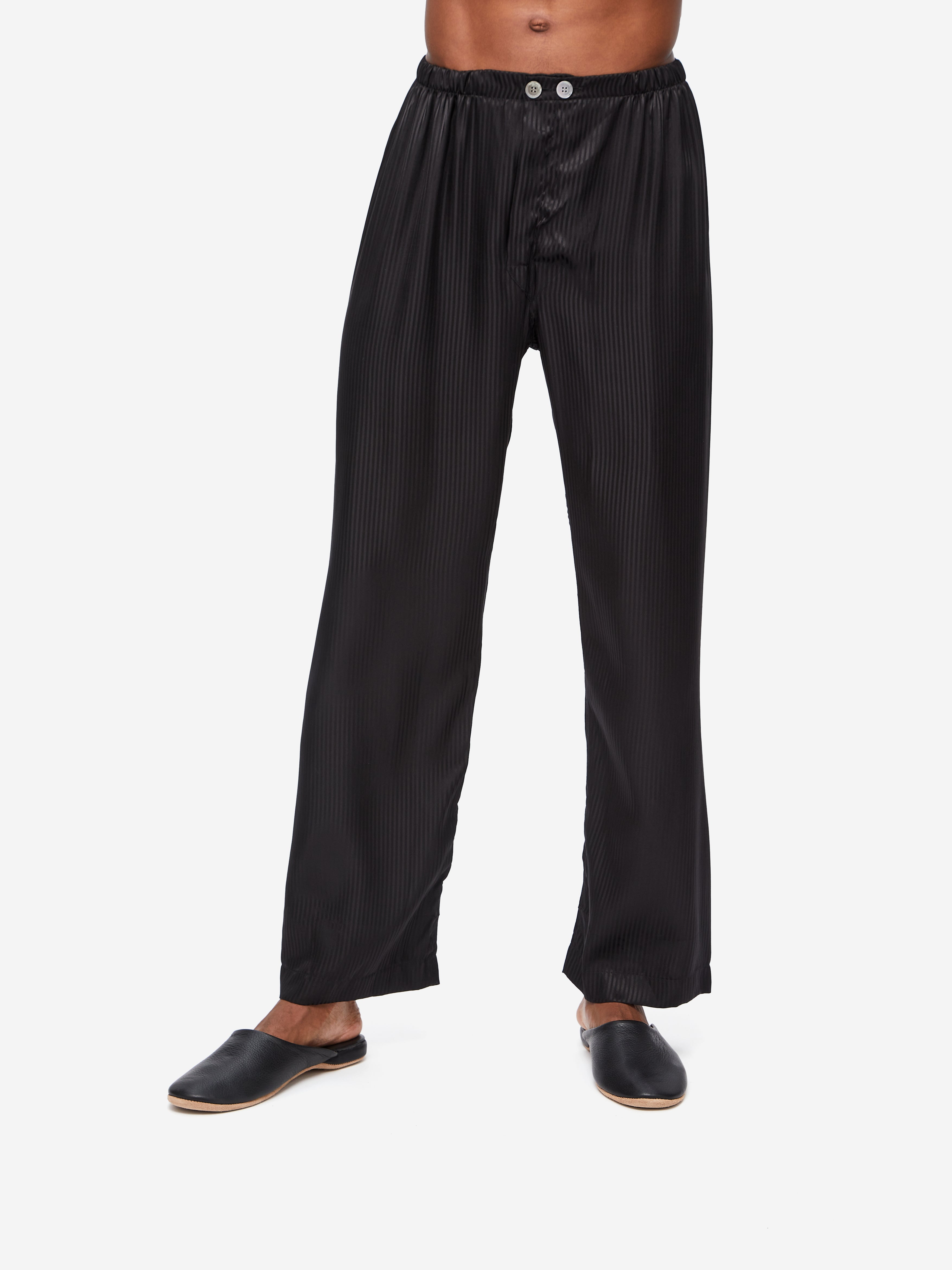 Men's Classic Fit Pajamas Woburn 8 Silk Satin Black