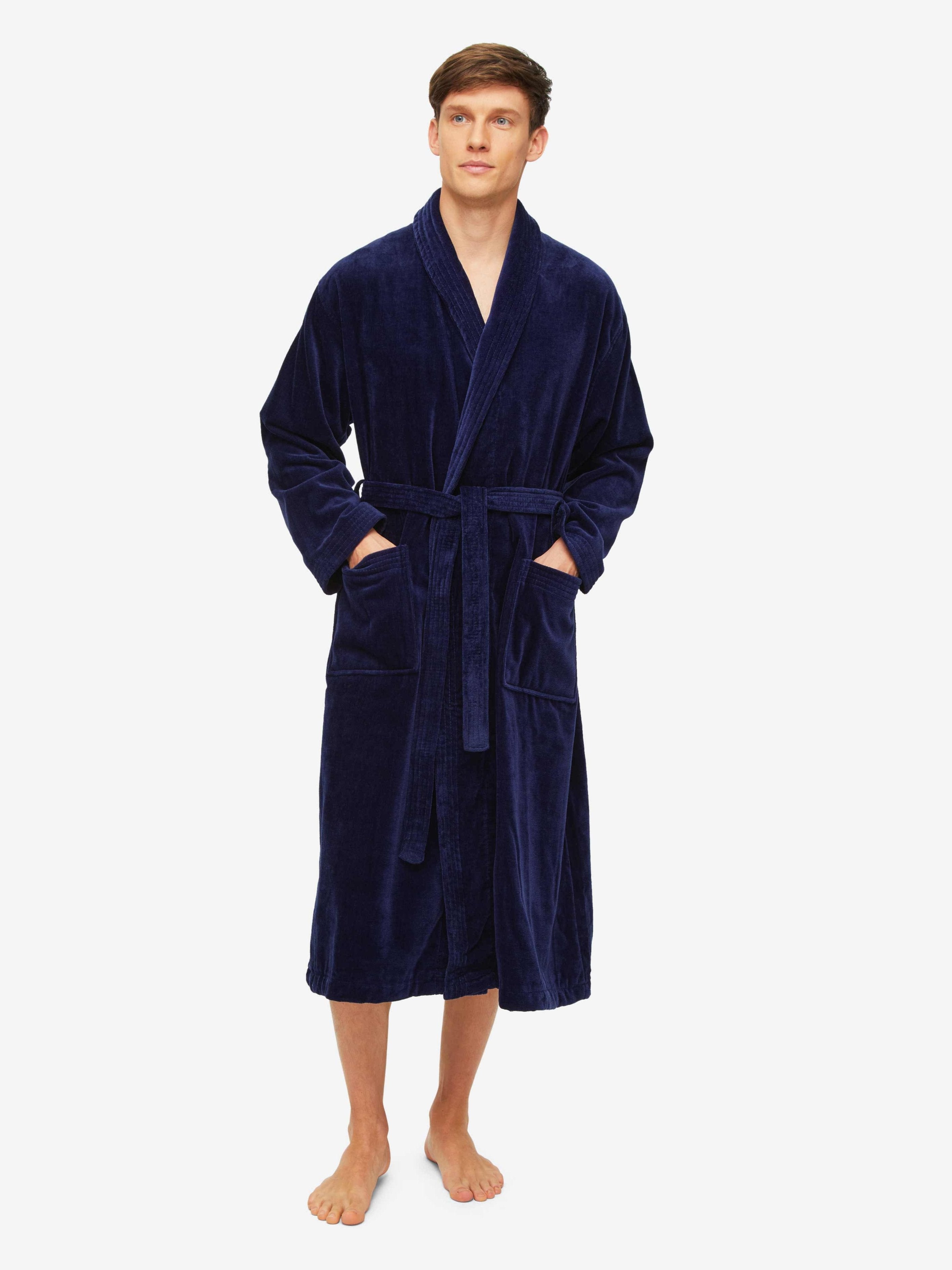 Men's Bathrobe Triton 10 Terry Cotton Navy