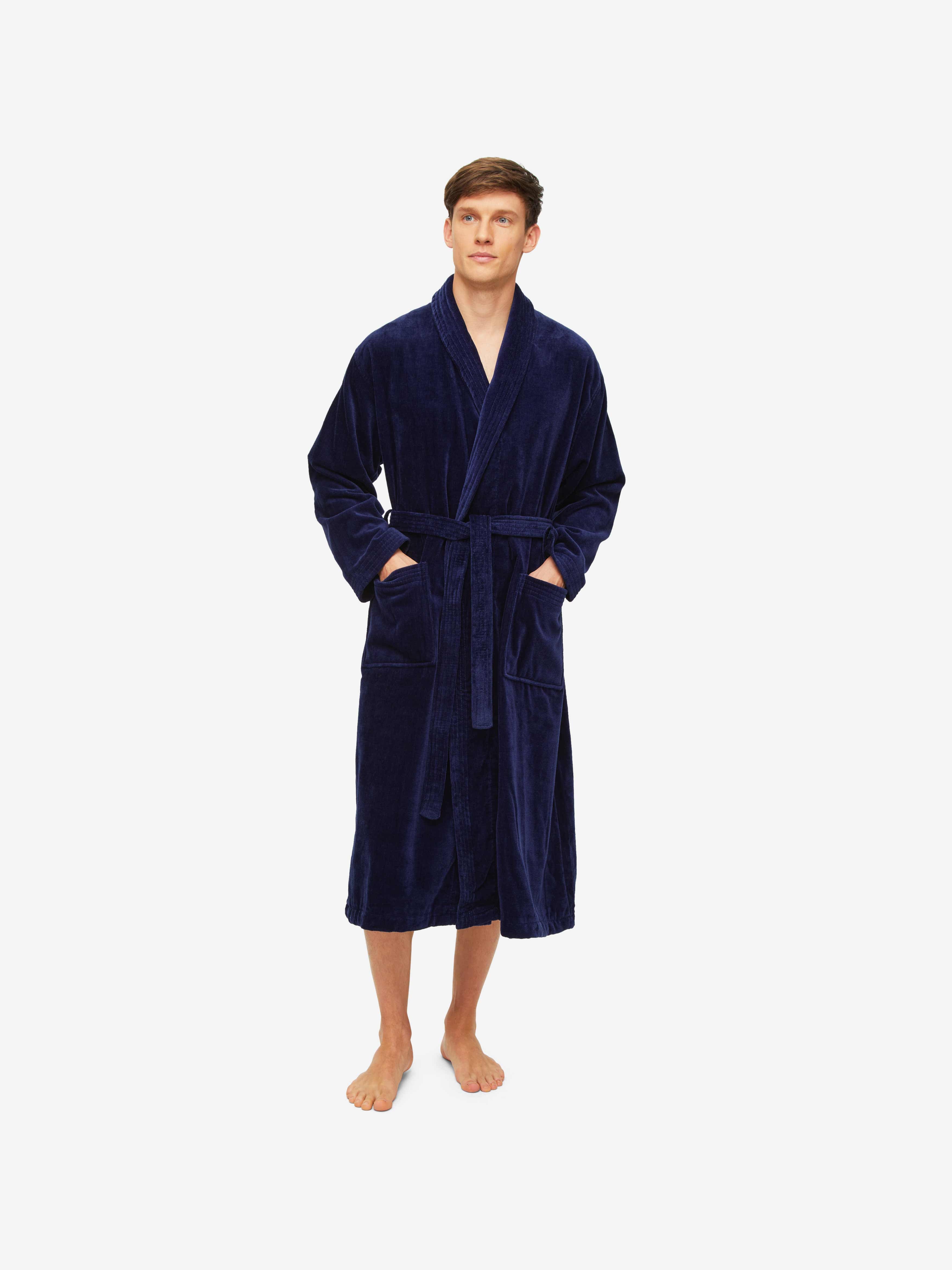 Men's Bathrobe Triton 10 Terry Cotton Navy