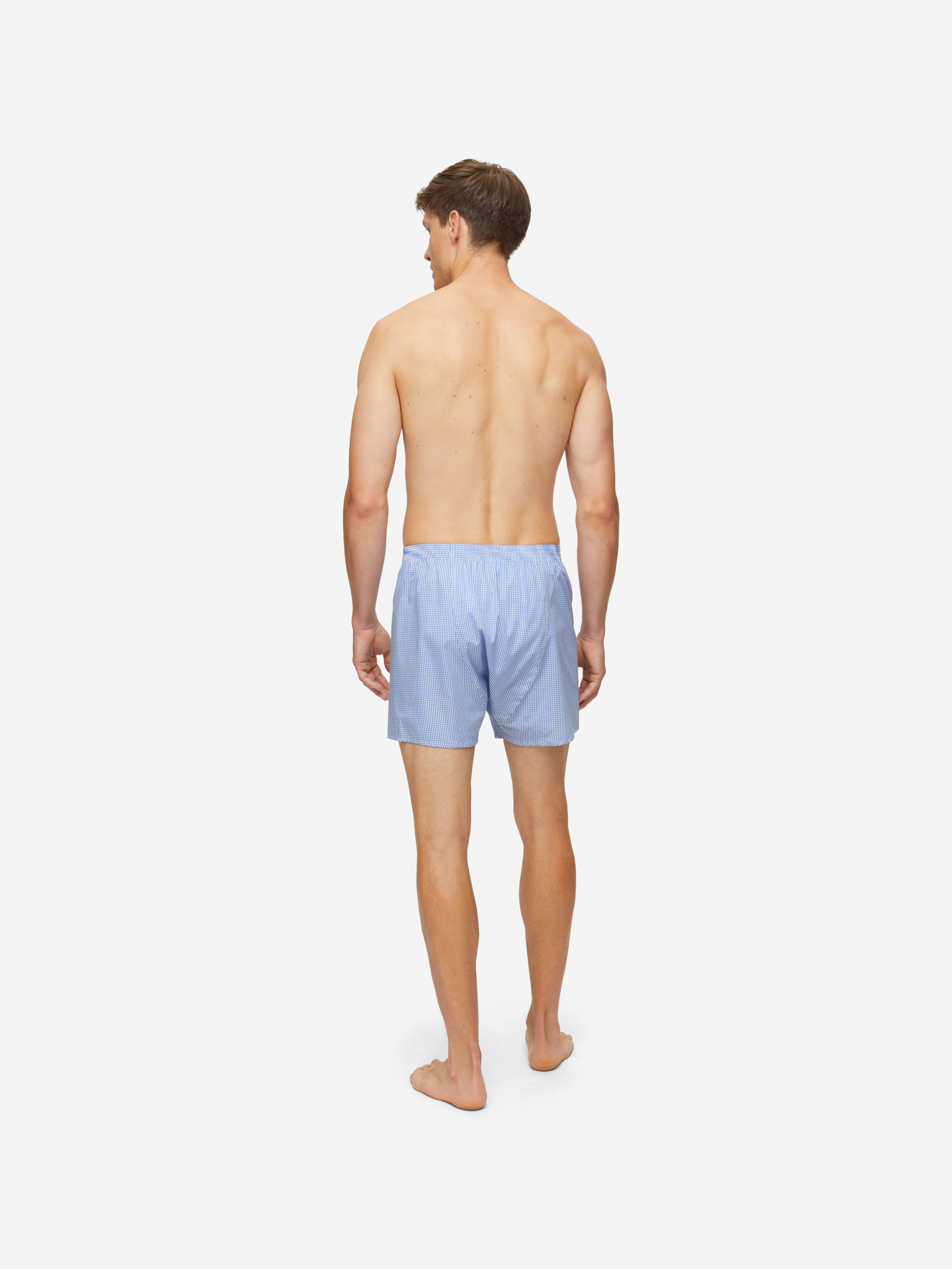 Men's Classic Fit Boxers Gingham Cotton Blue