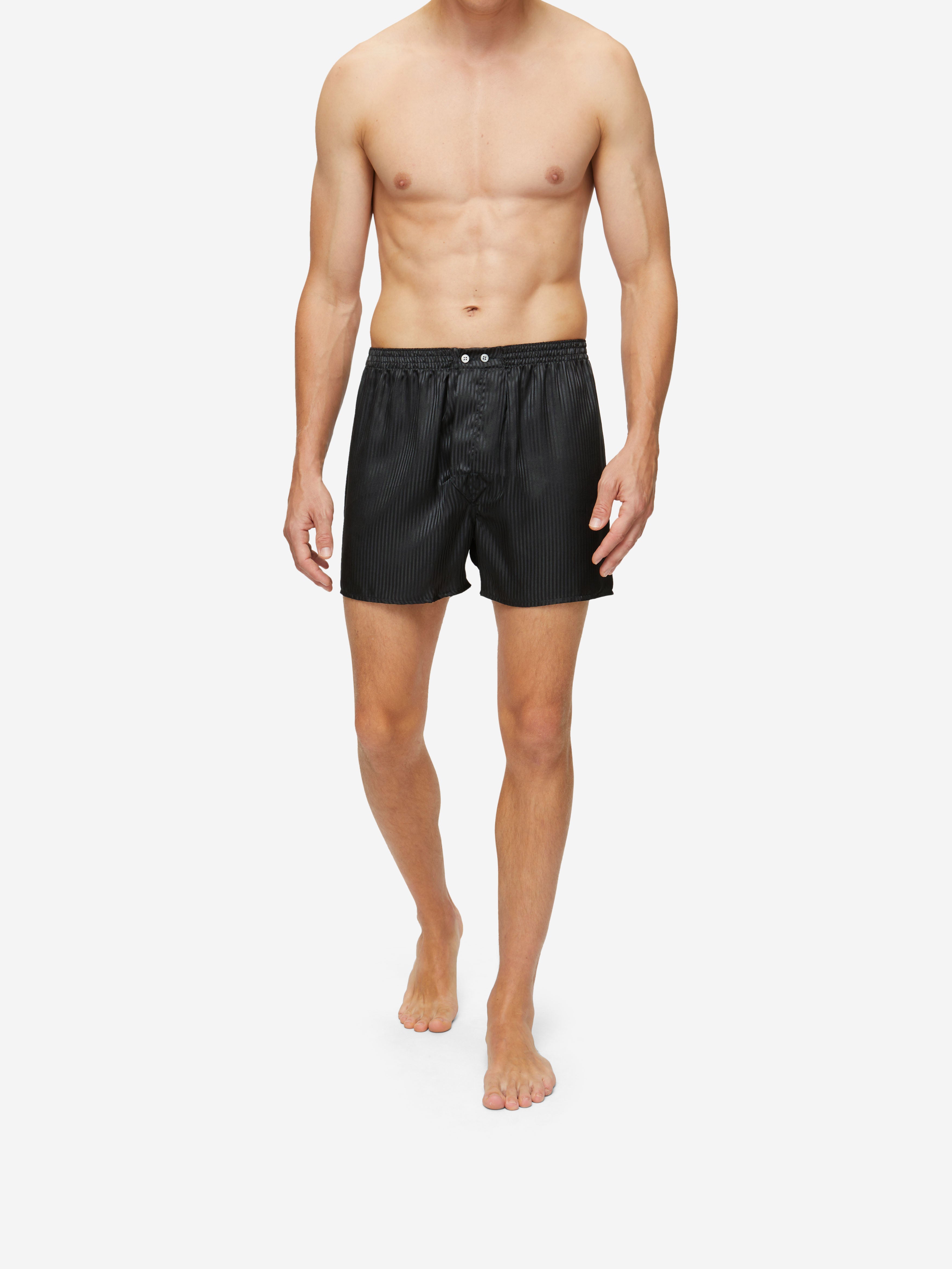 Men's Classic Fit Boxers Woburn Silk Satin Black