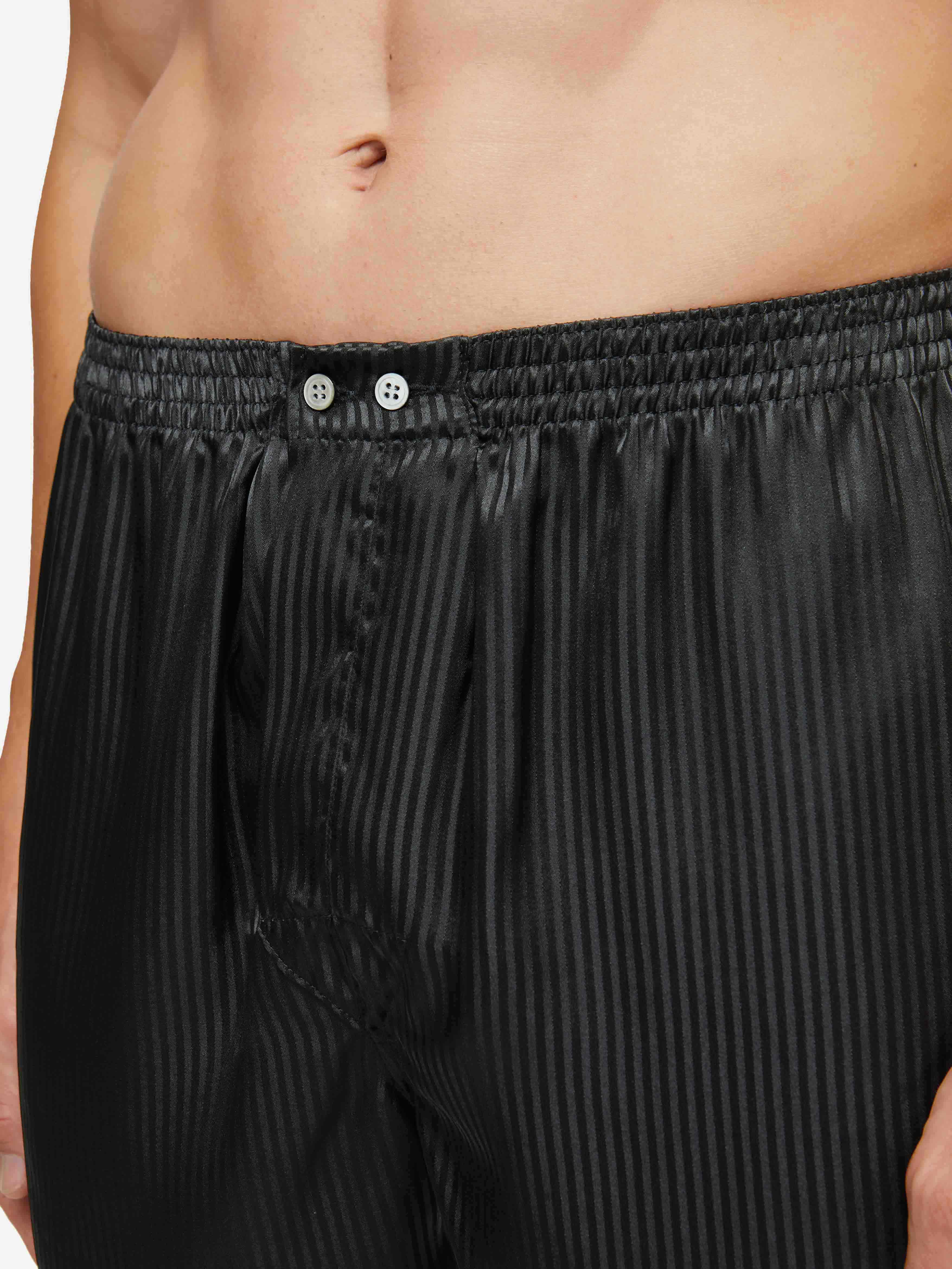 Men's Classic Fit Boxers Woburn Silk Satin Black