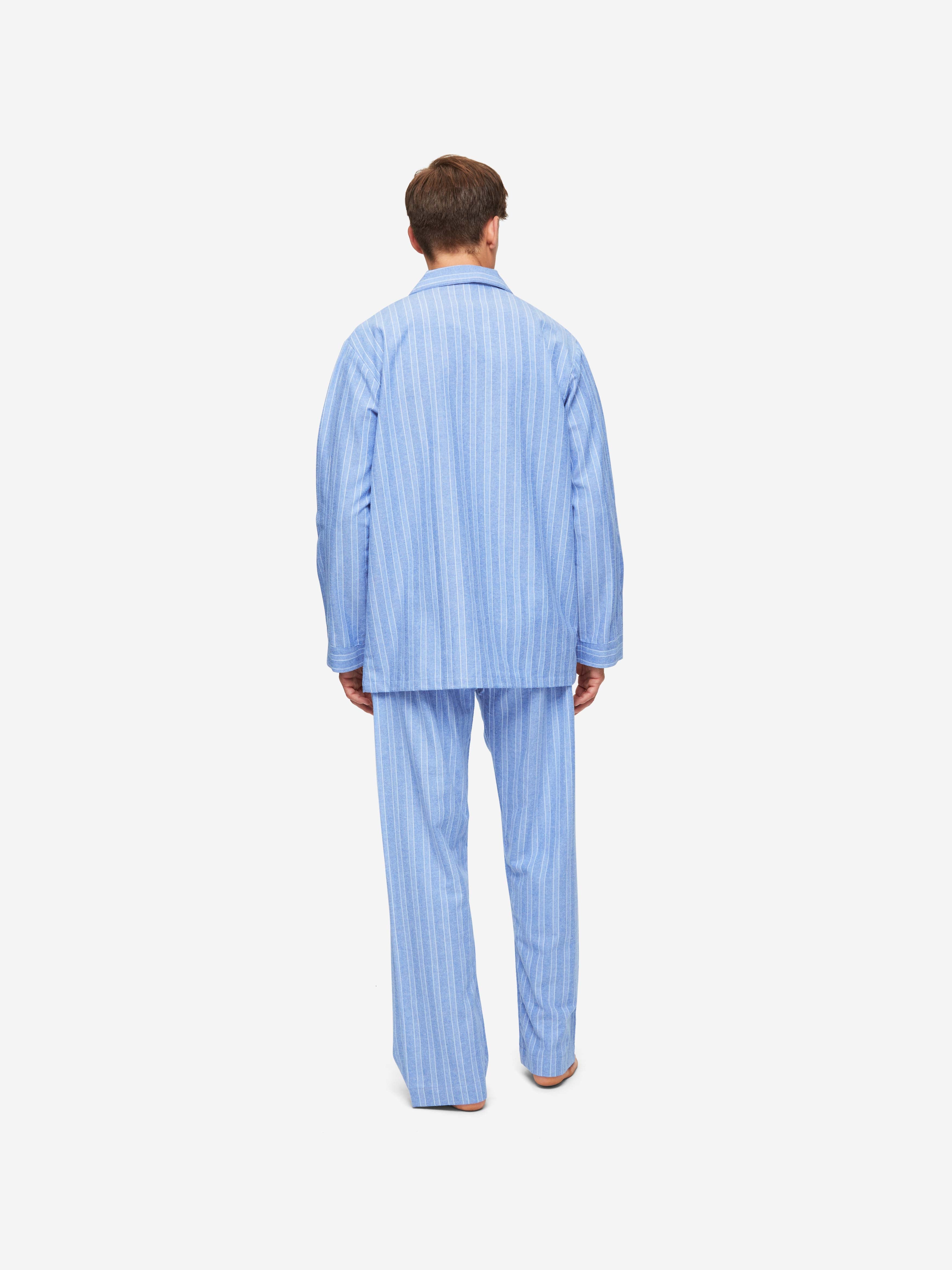 Men's Classic Fit Pajamas Arran 20 Brushed Cotton Blue