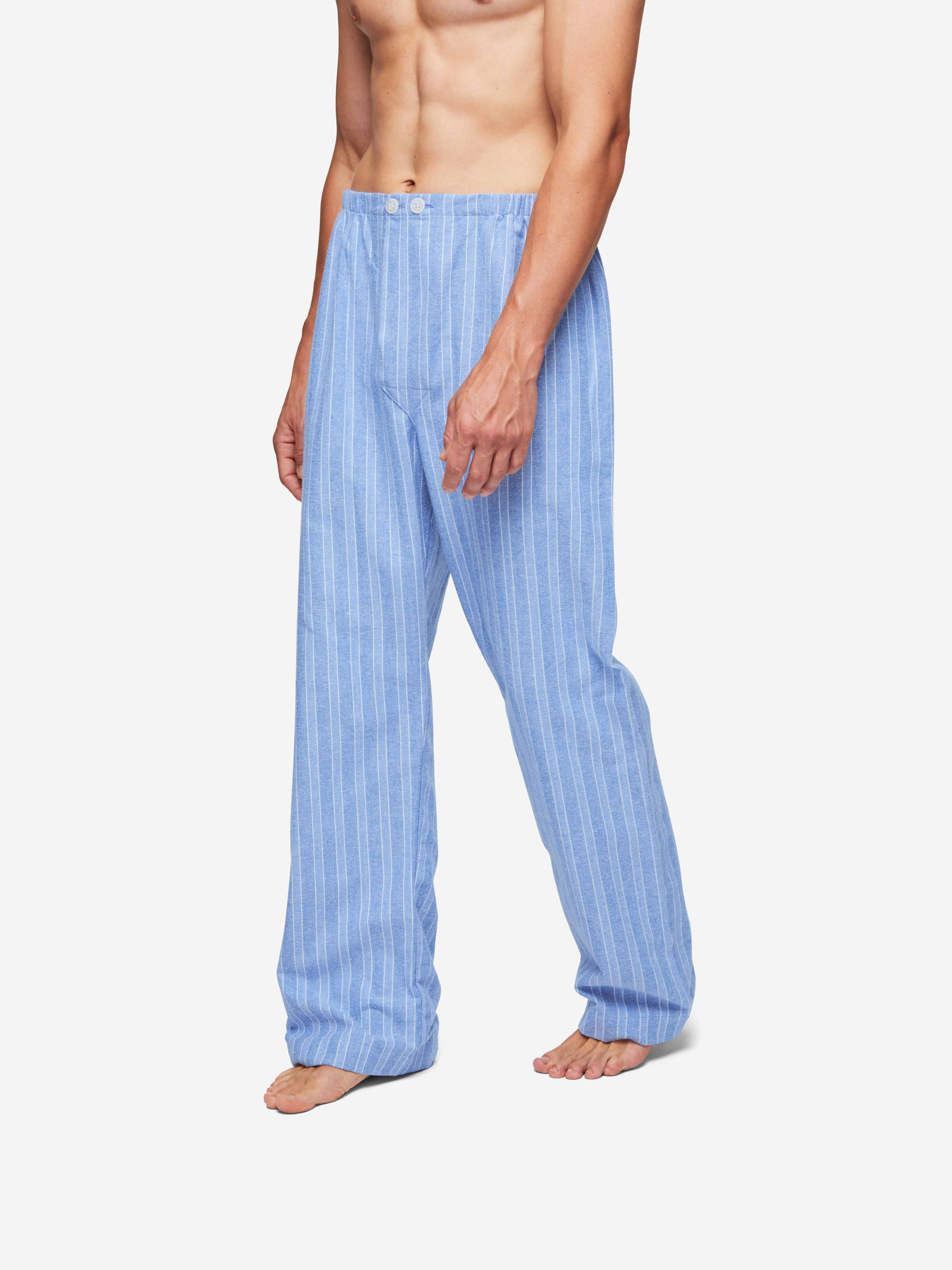 Men's Classic Fit Pajamas Arran 20 Brushed Cotton Blue