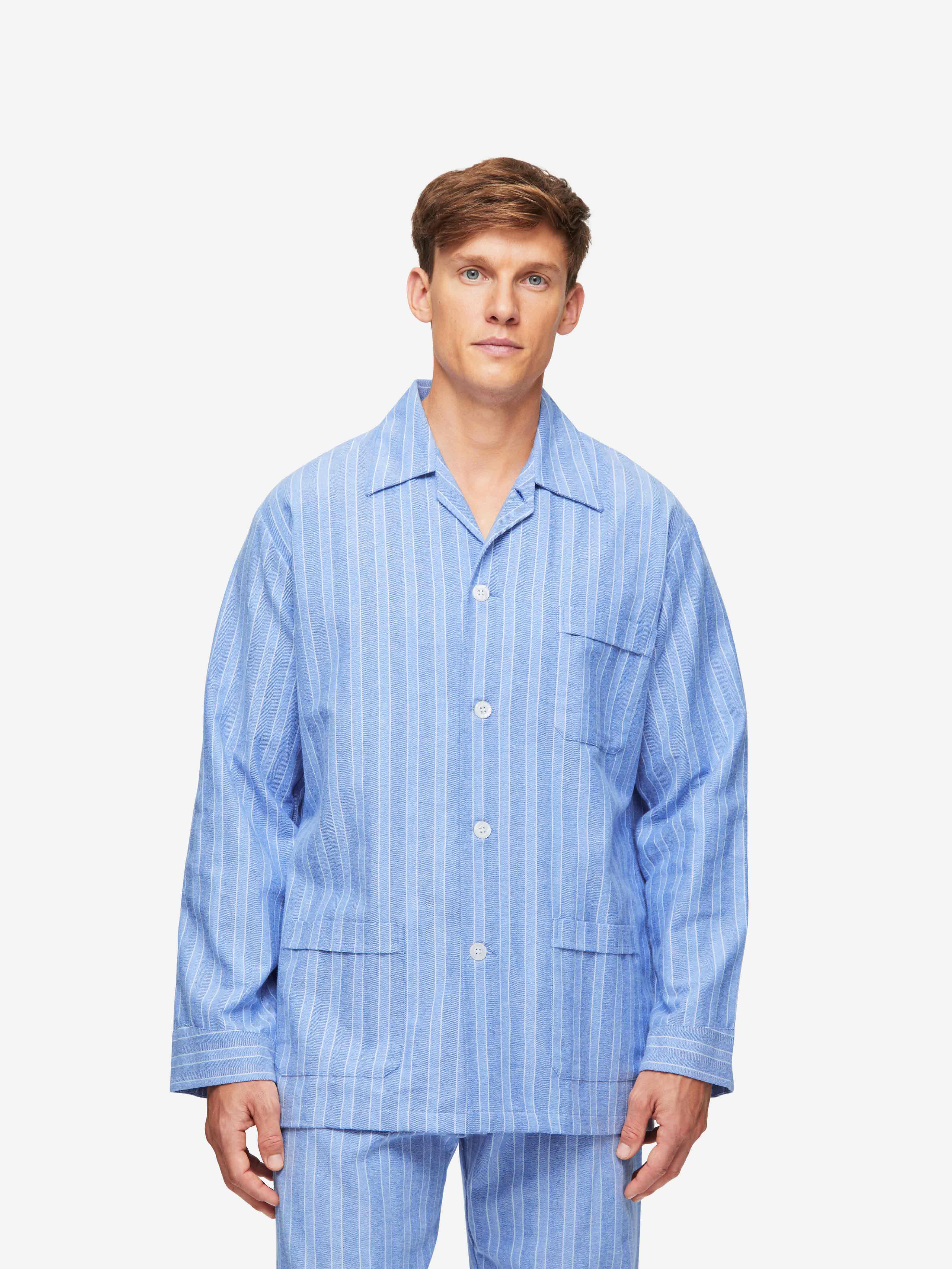 Men's Classic Fit Pajamas Arran 20 Brushed Cotton Blue