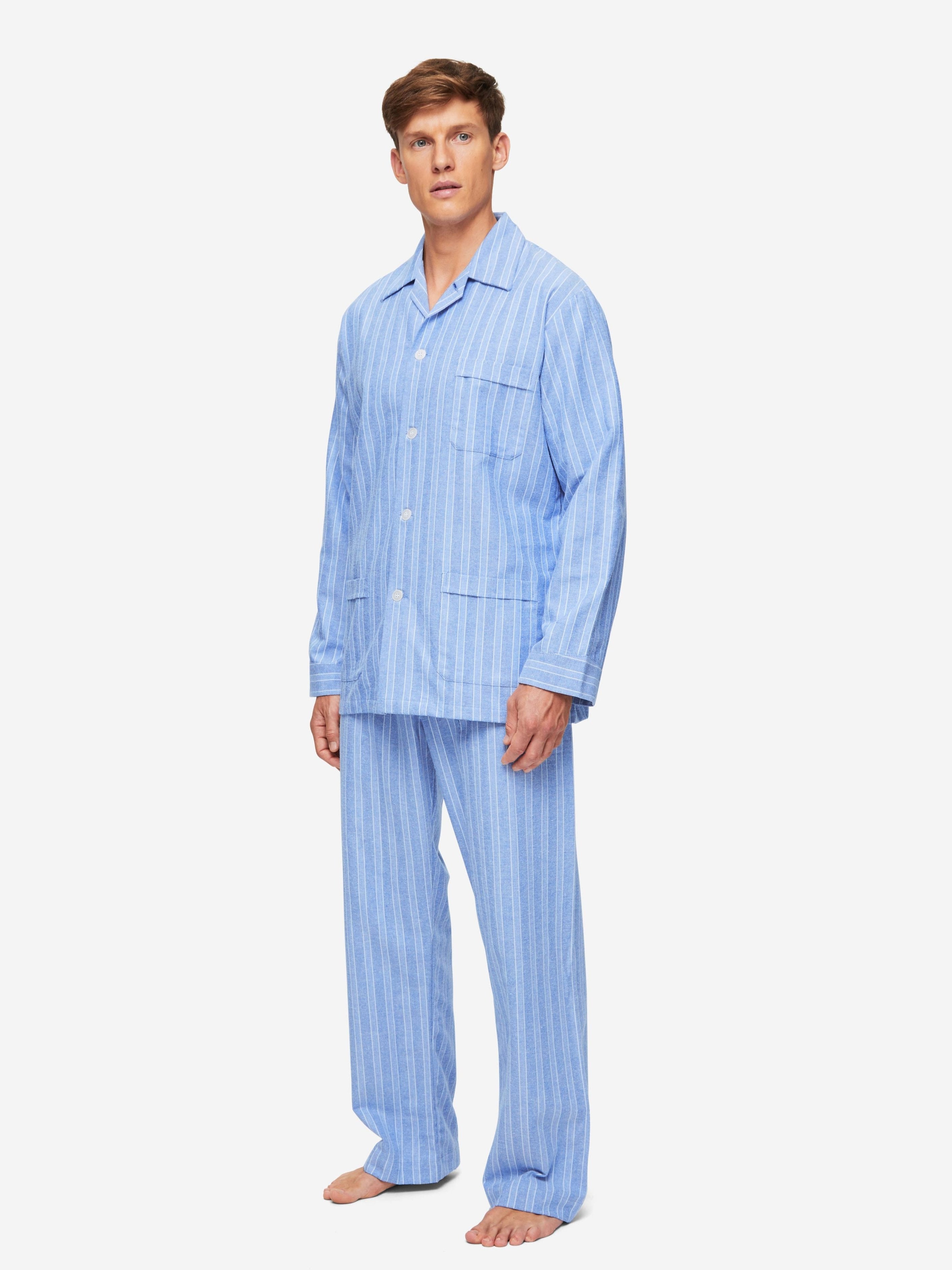 Men's Classic Fit Pyjamas Arran 20 Brushed Cotton Blue