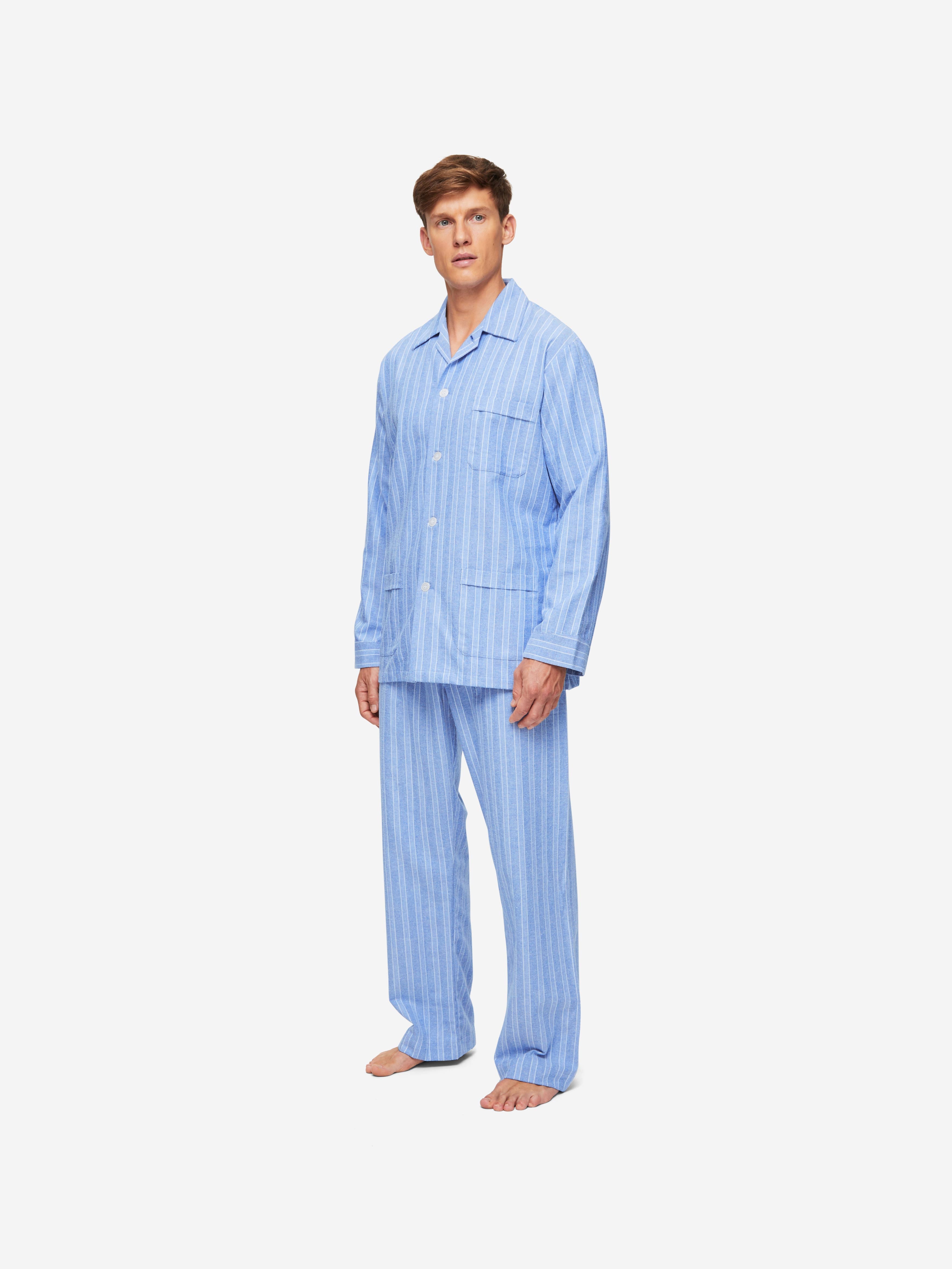 Men's Classic Fit Pajamas Arran 20 Brushed Cotton Blue