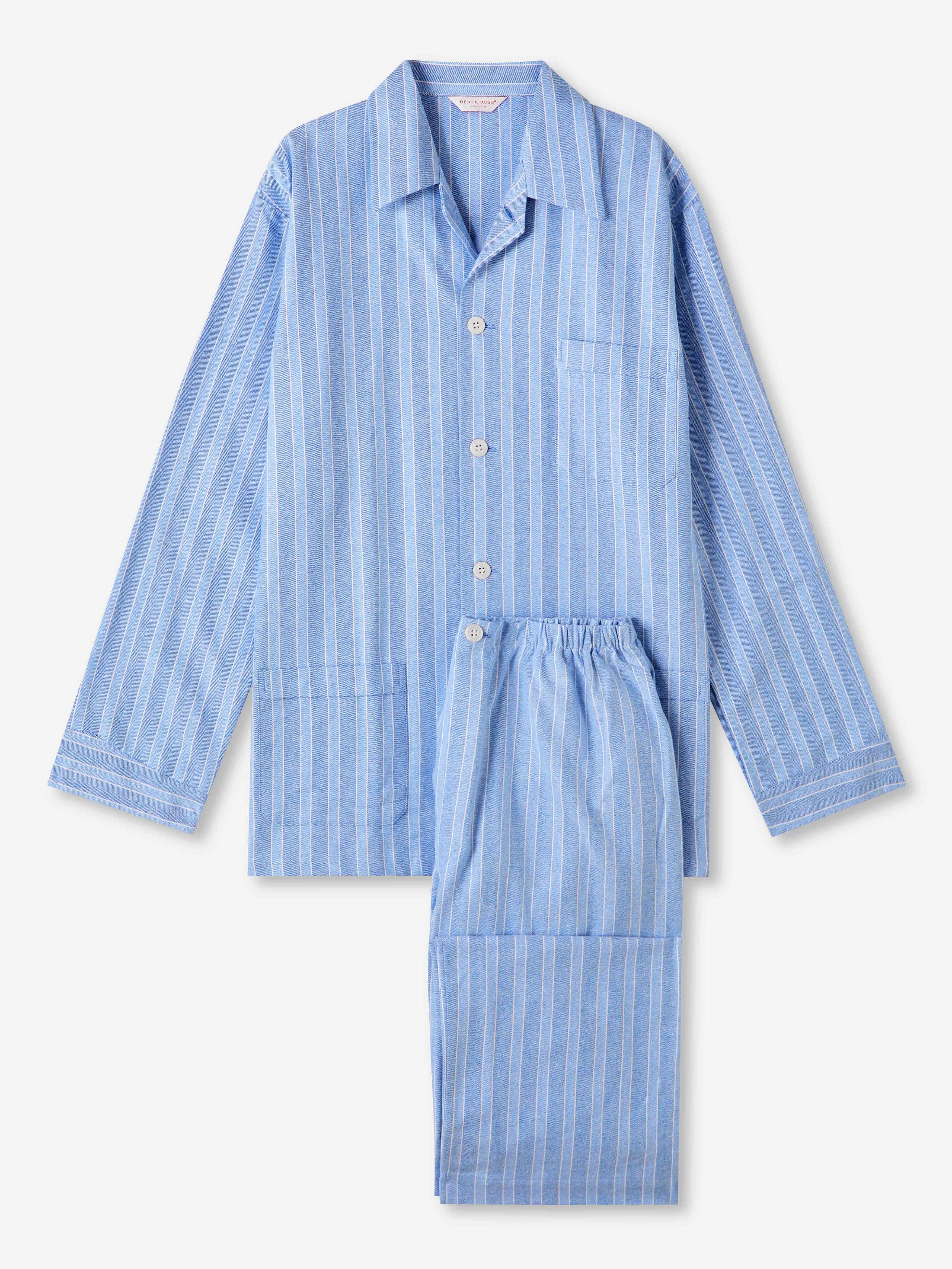 Men's Classic Fit Pyjamas Arran 20 Brushed Cotton Blue