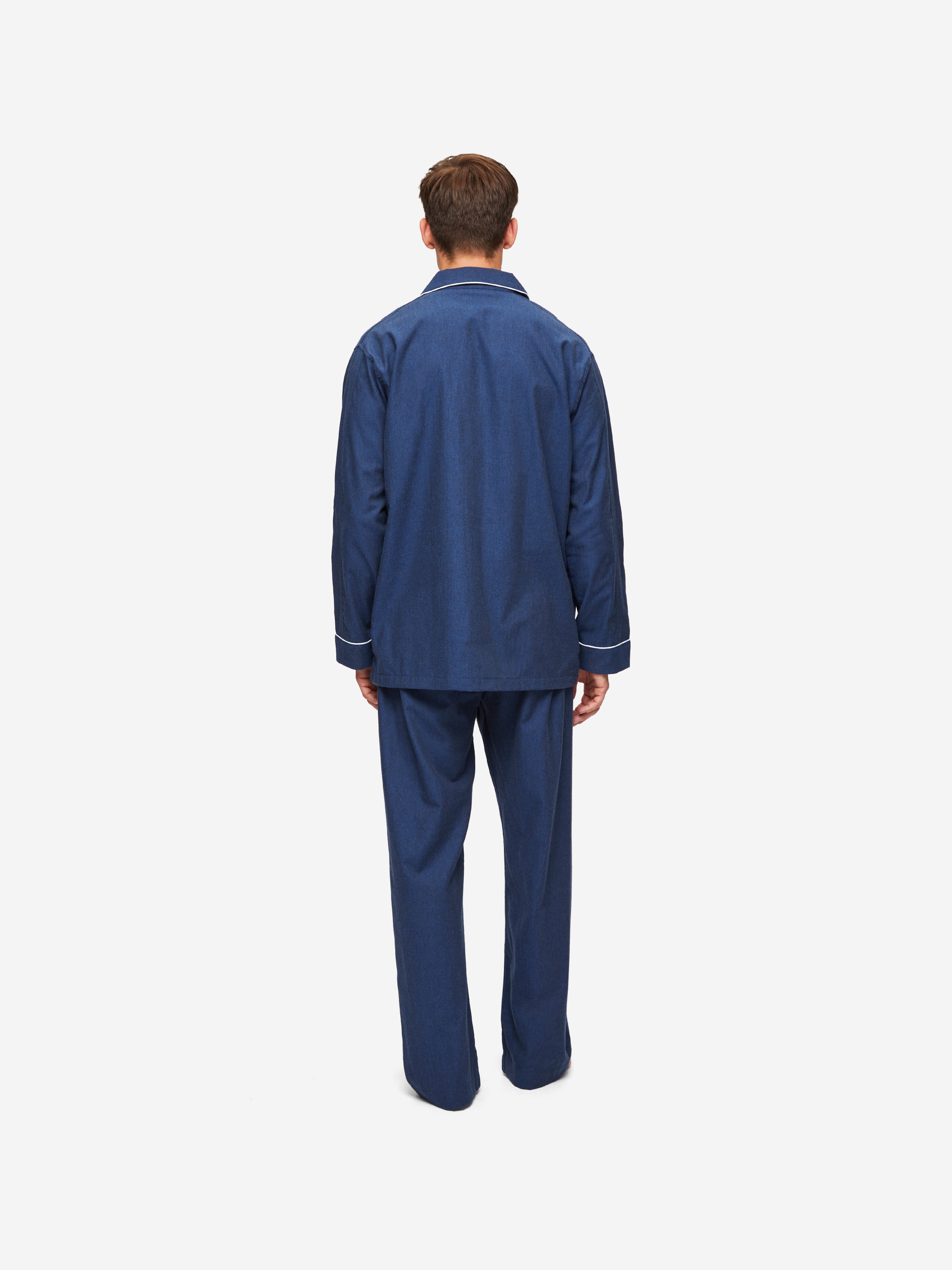 Men's Classic Fit Pajamas Balmoral 3 Brushed Cotton Navy