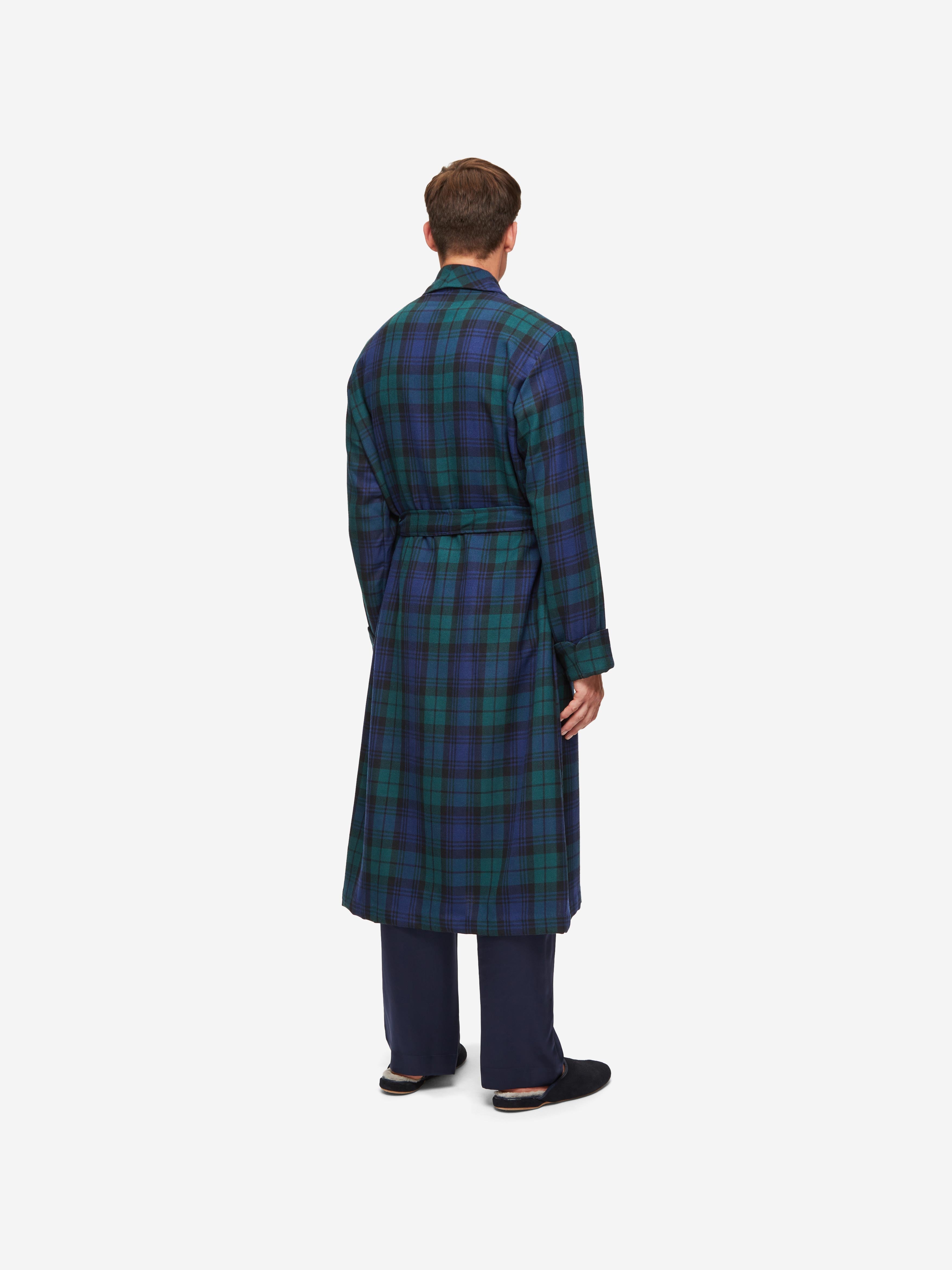 Men's Robe Tartan Black Watch Wool Navy