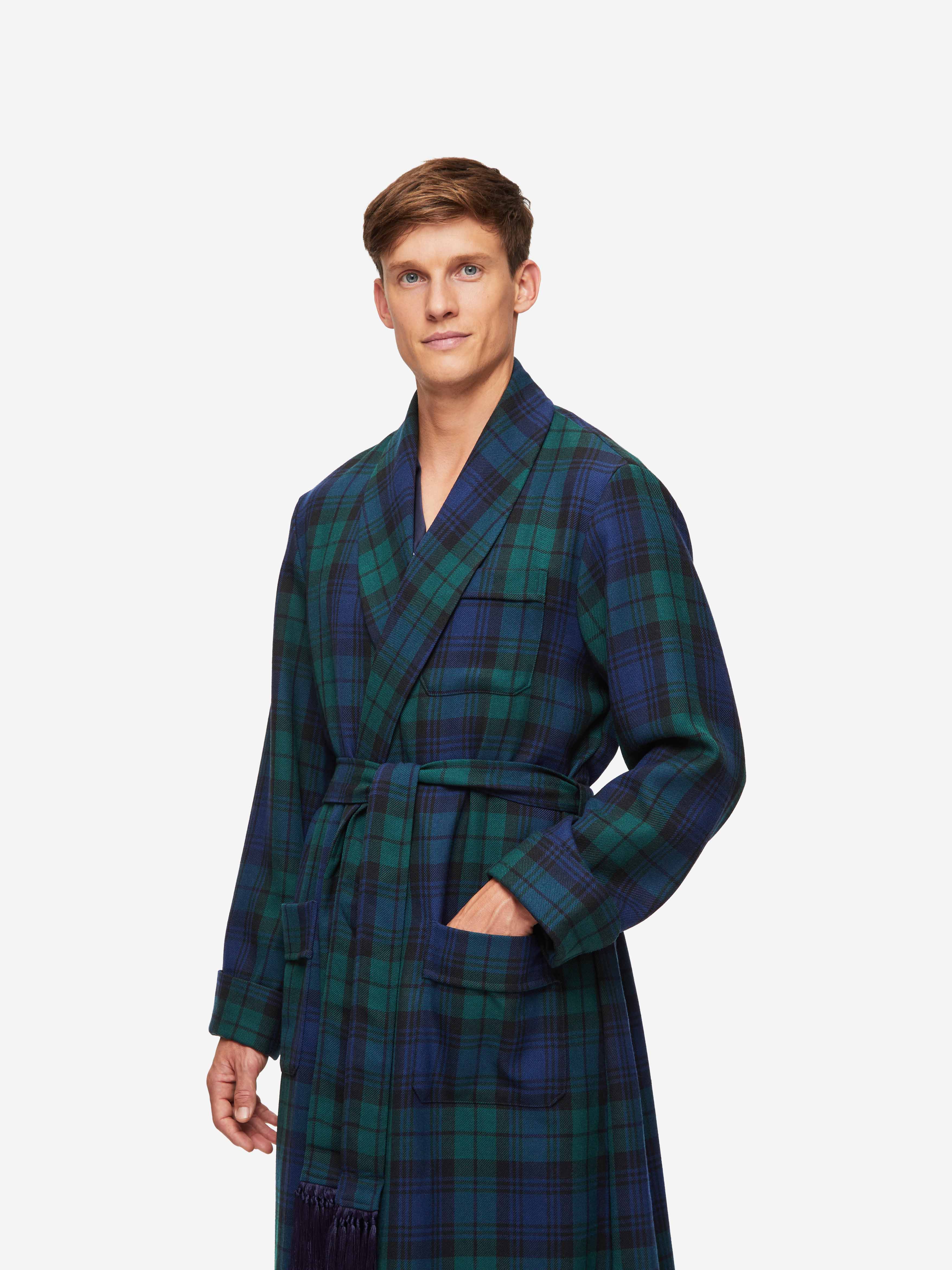 Men's Robe Tartan Black Watch Wool Navy