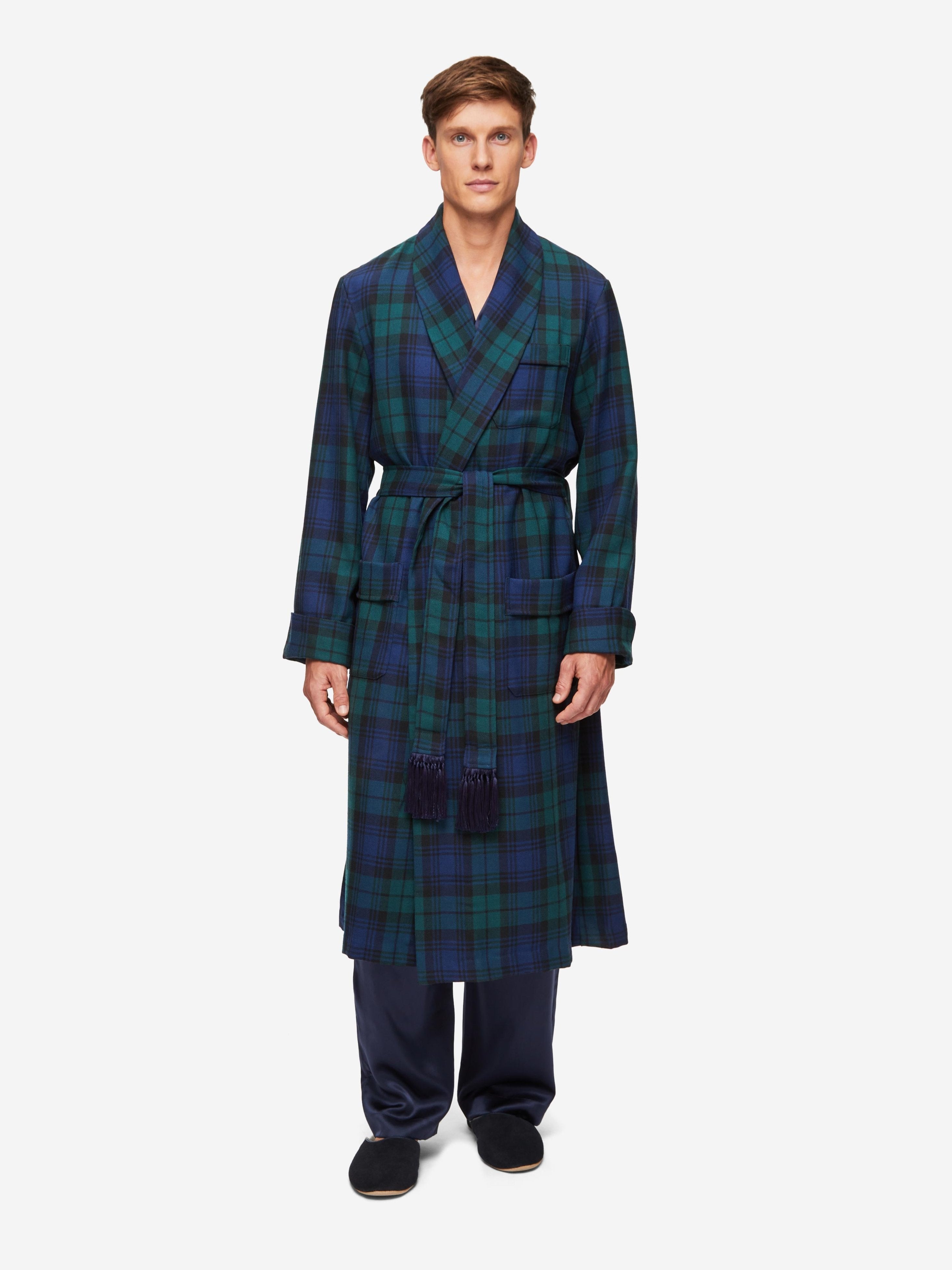 Men's Robe Tartan Black Watch Wool Navy