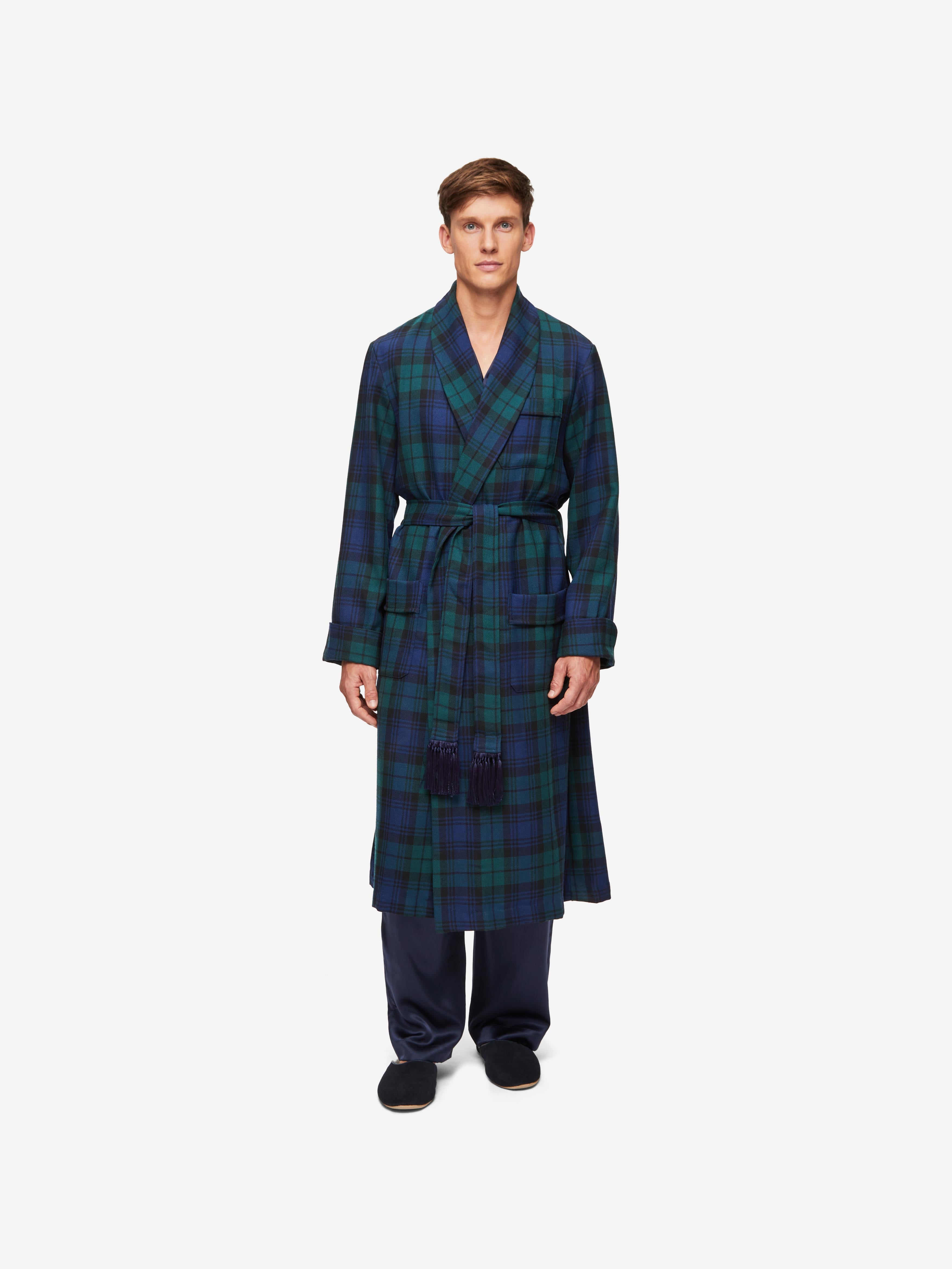 Men's Robe Tartan Black Watch Wool Navy