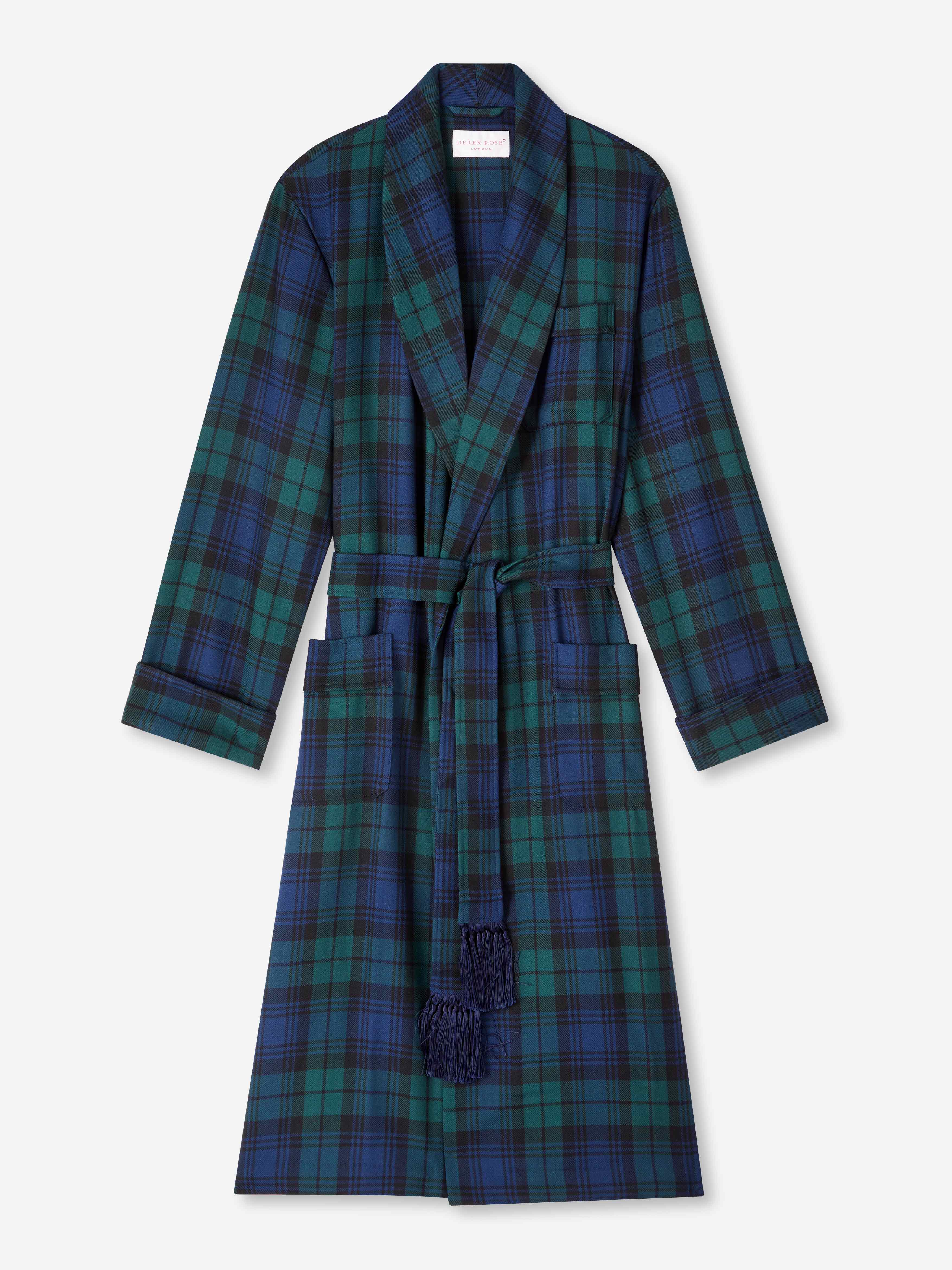 Men's Robe Tartan Black Watch Wool Navy