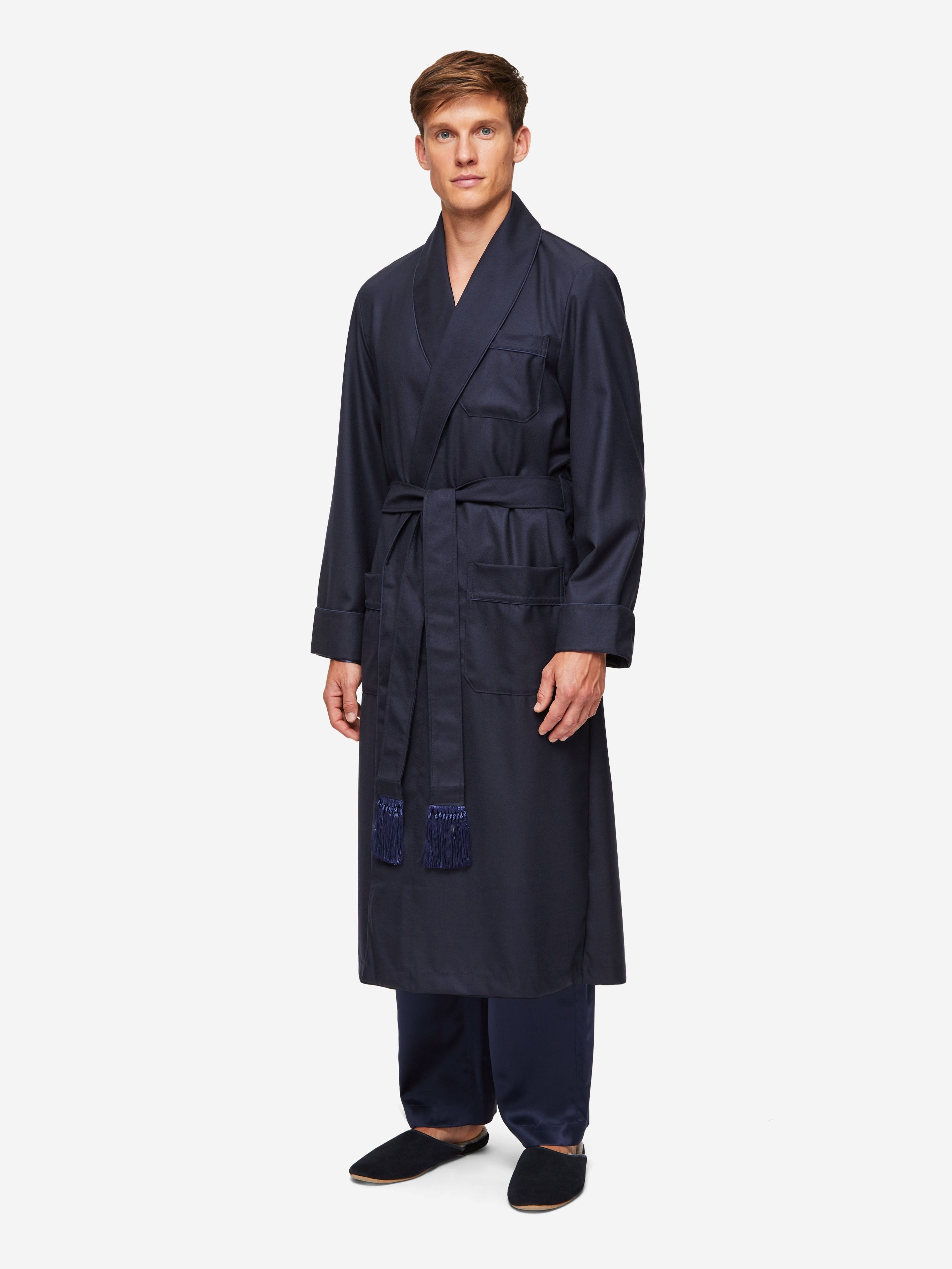 Men's Dressing Gown Westminster 2 Wool Navy