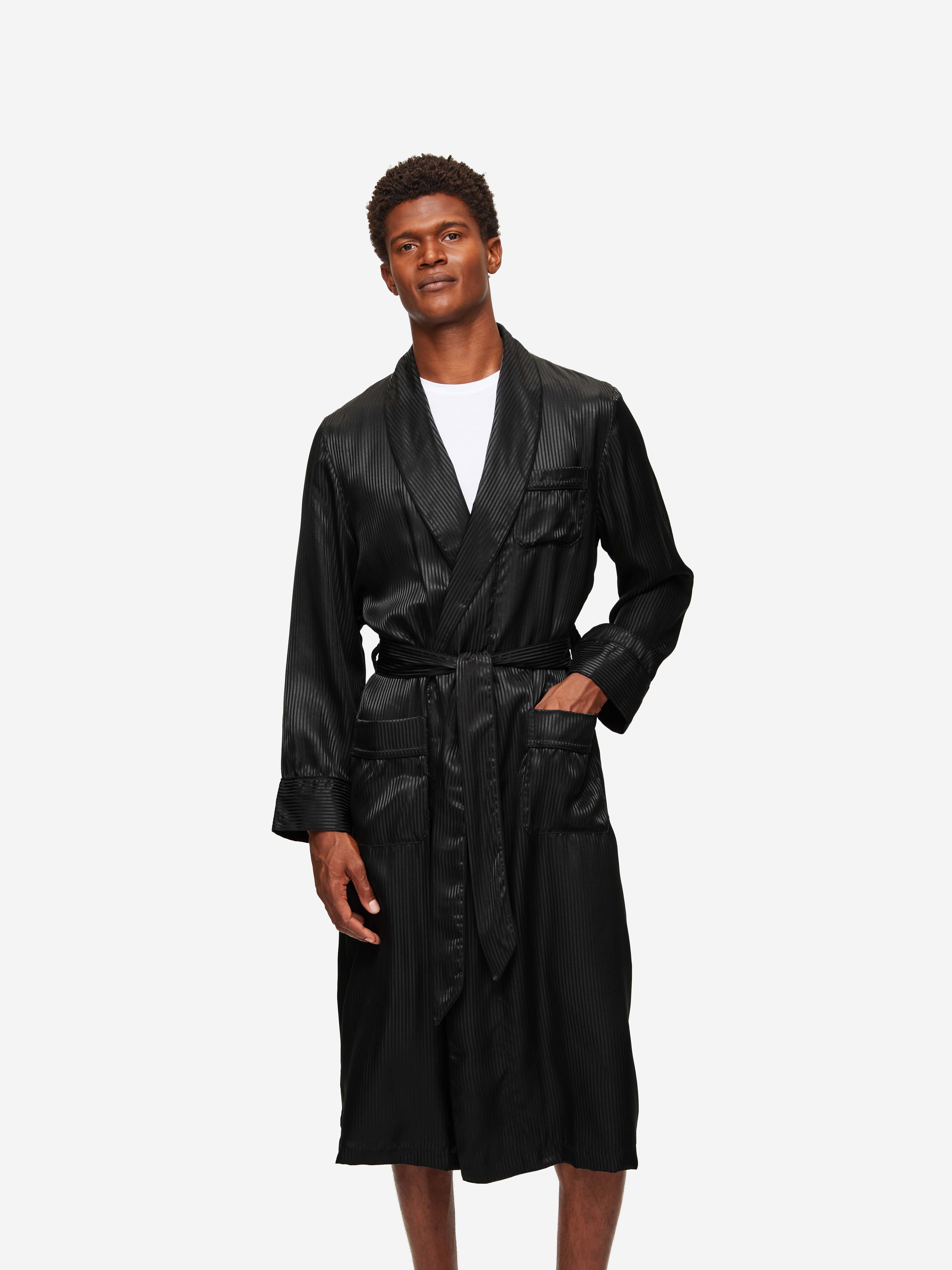 Men's Dressing Gown Woburn 8 Silk Satin Black