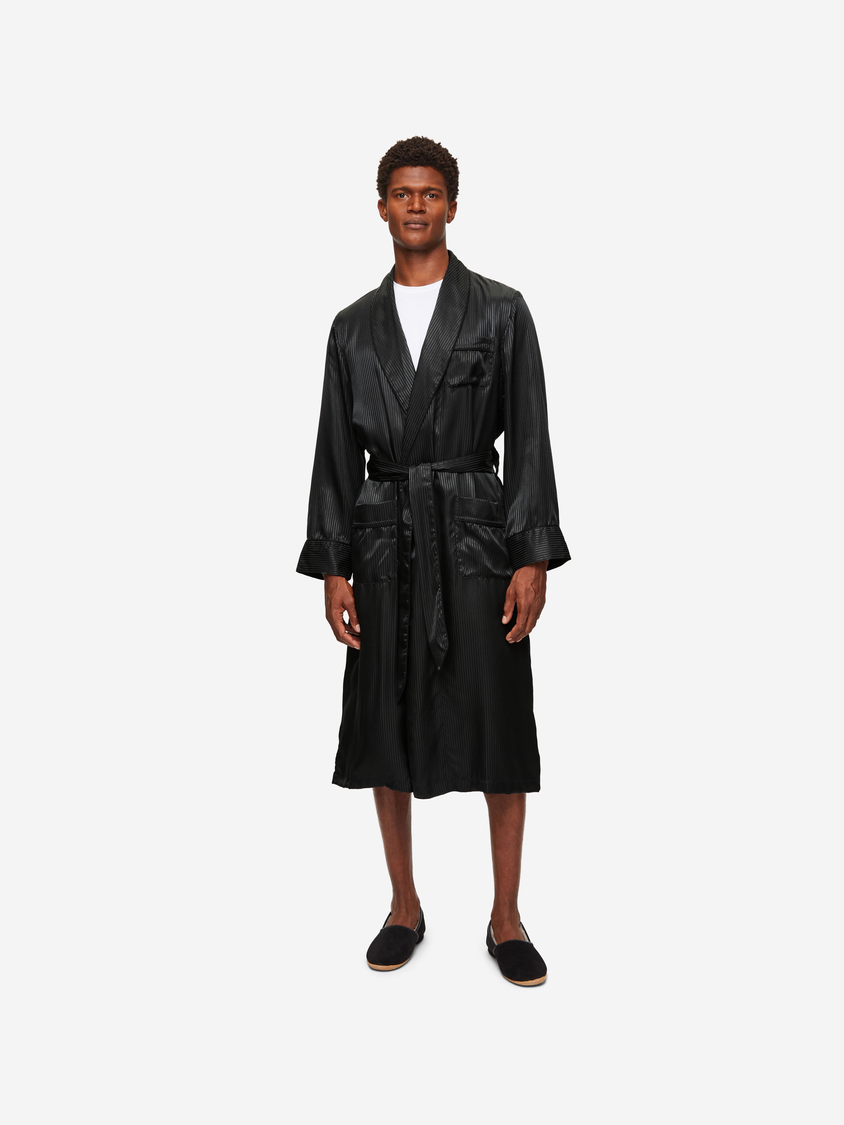 Men's Dressing Gown Woburn 8 Silk Satin Black