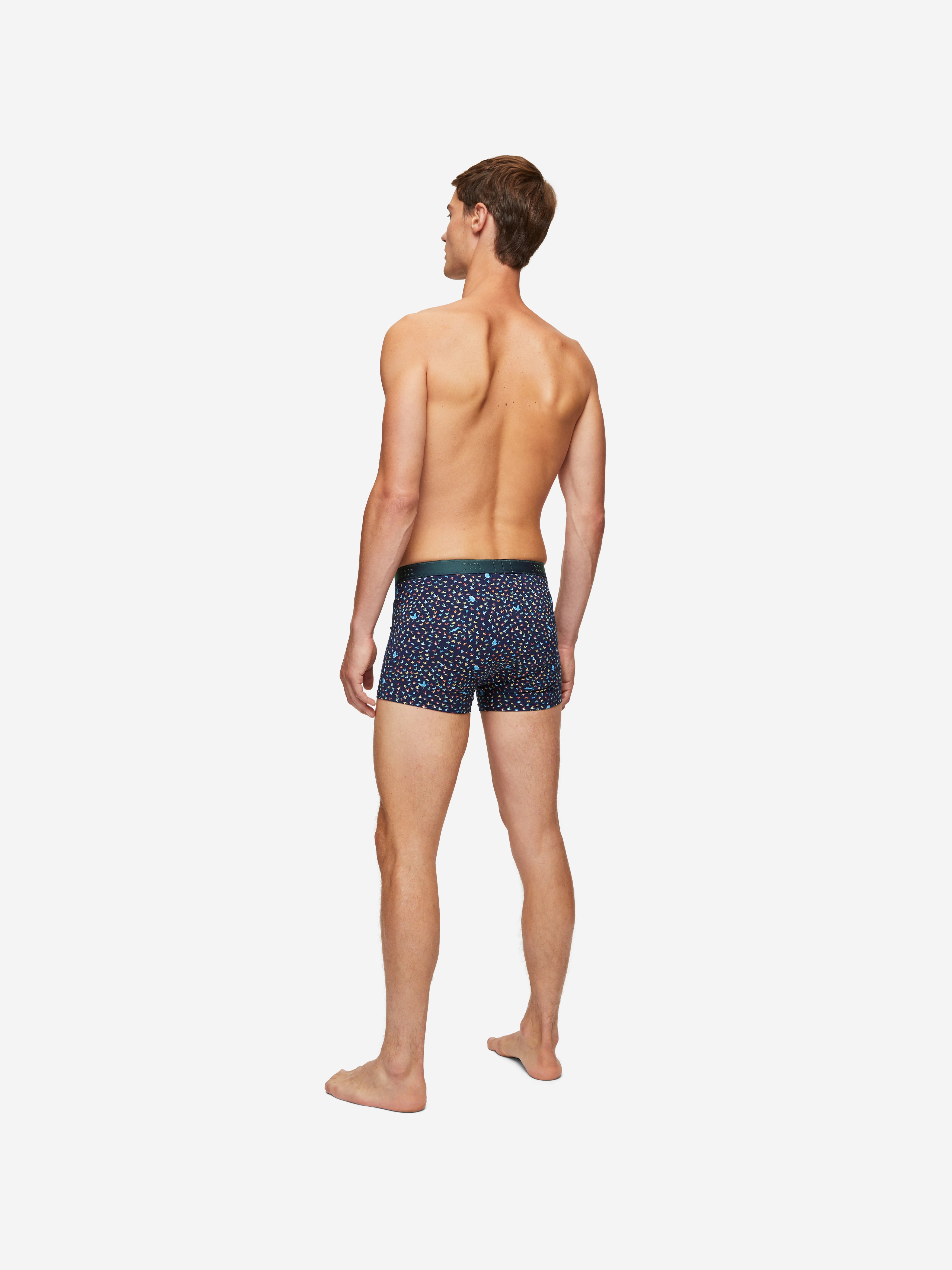 Men's Boxer Briefs Pima Cotton Stretch Navy Bird Print  