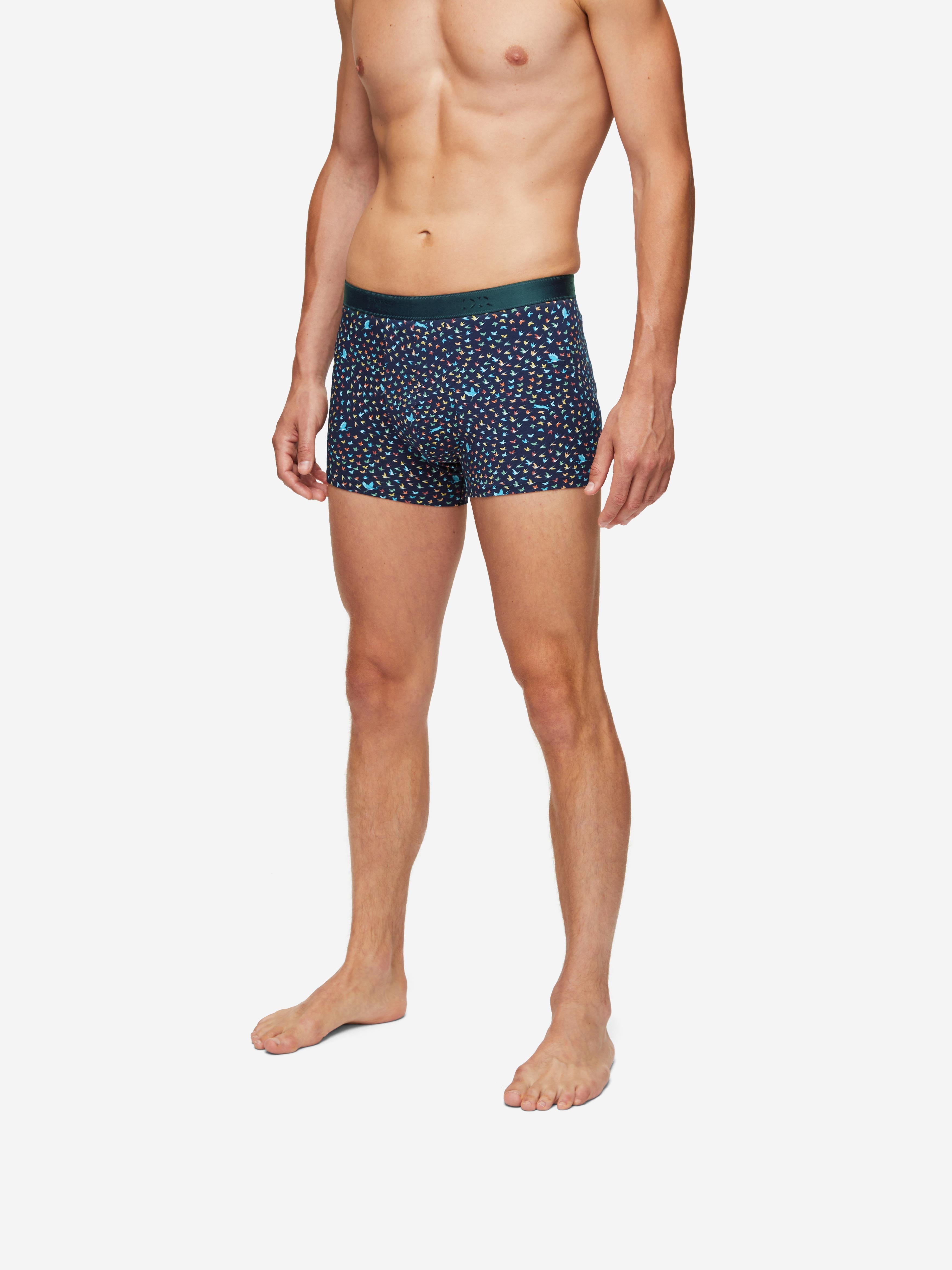 Men's Boxer Briefs Birds Pima Cotton Stretch Navy