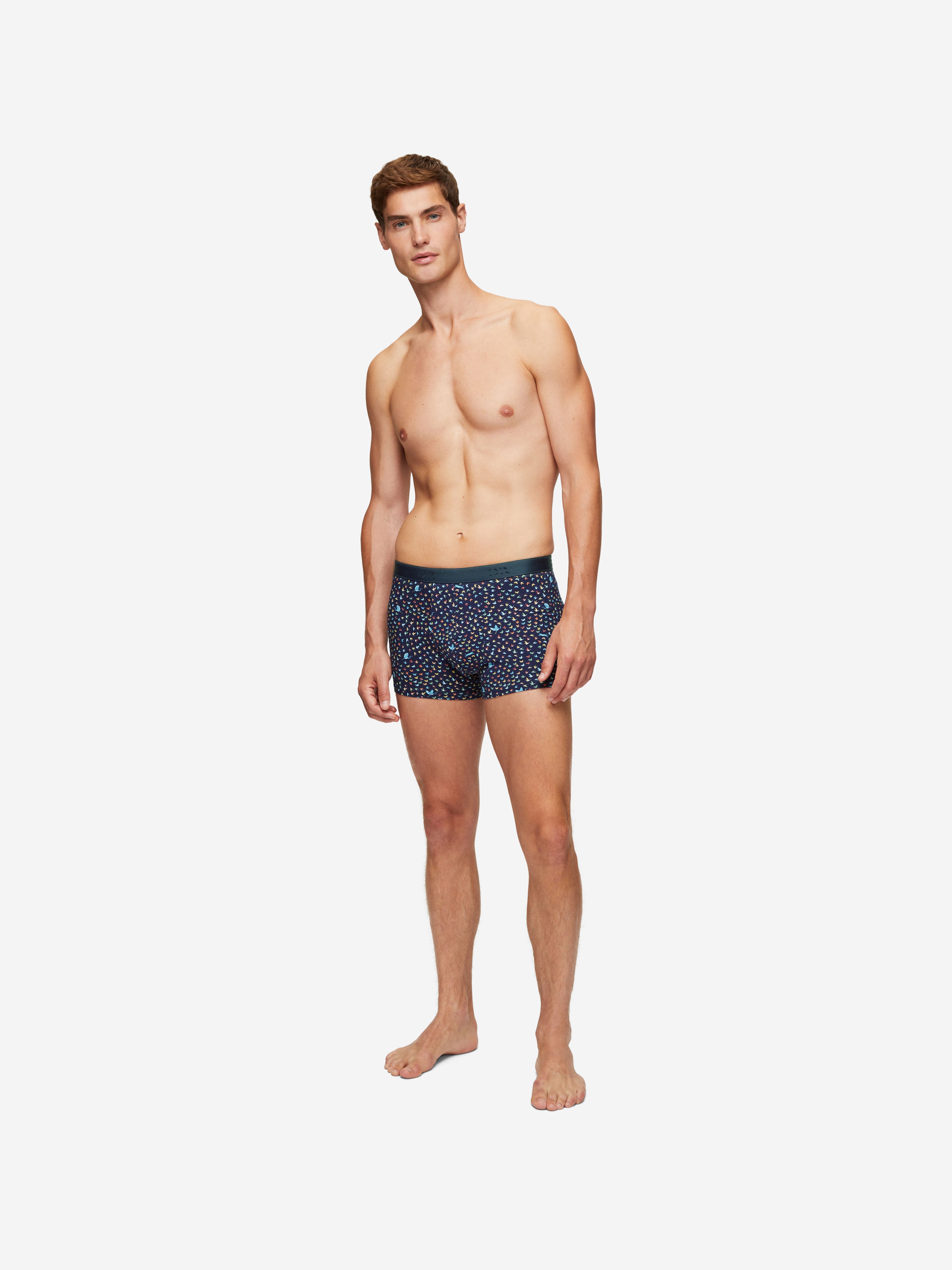 Men's Boxer Briefs Birds Pima Cotton Stretch Navy  