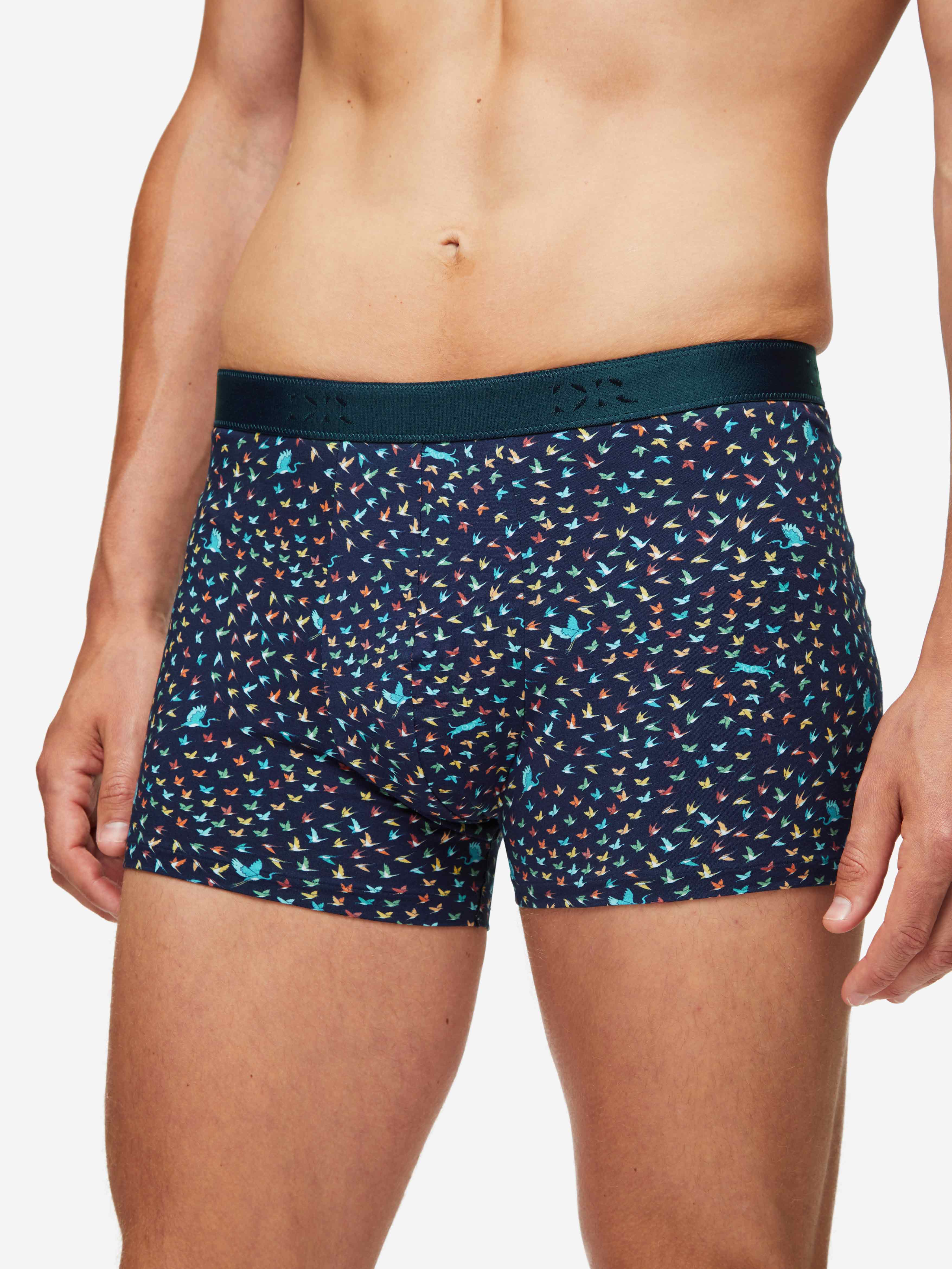 Men's Boxer Briefs Birds Pima Cotton Stretch Navy  