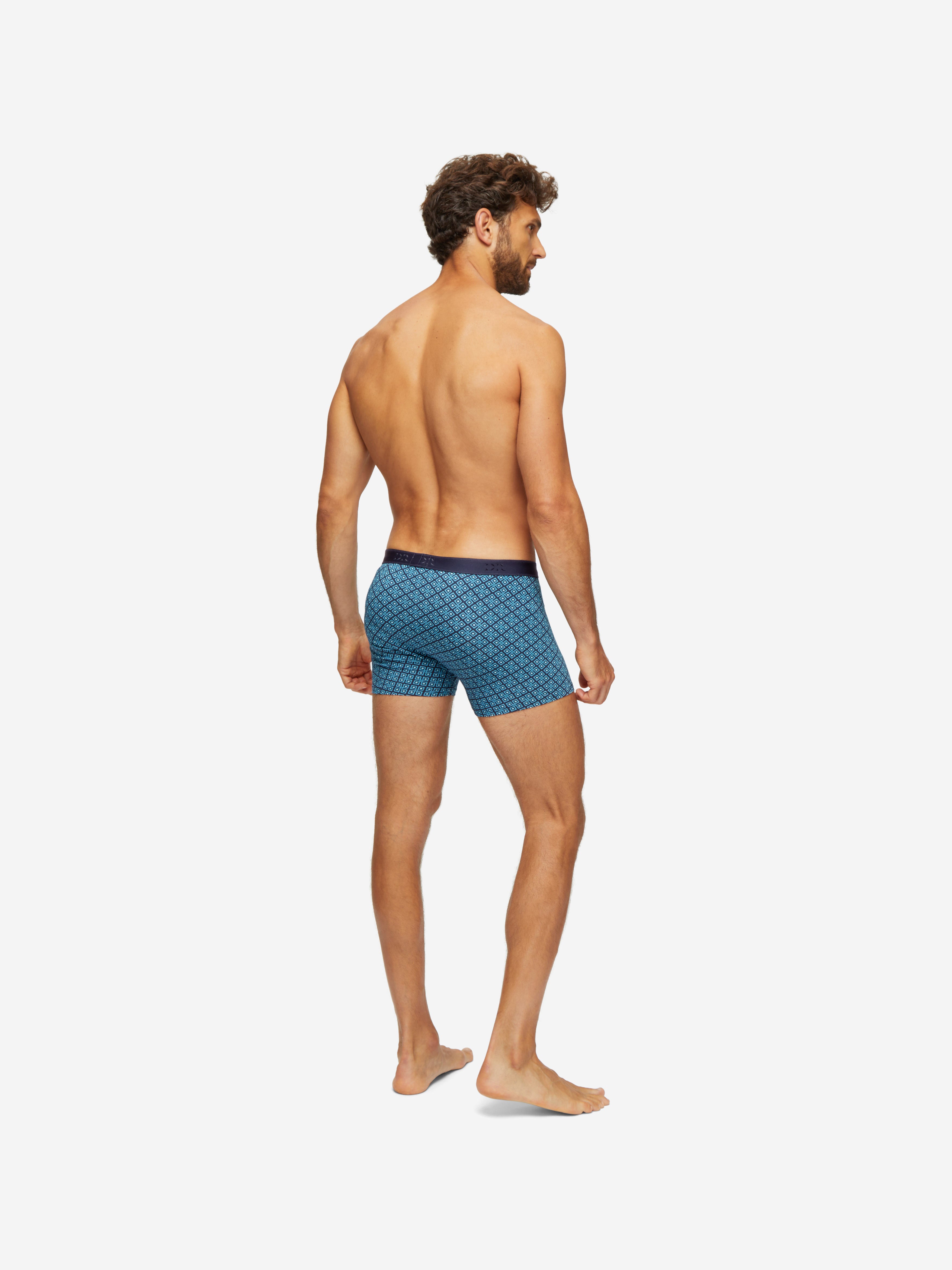 Men's Boxer Briefs Geometric Pima Cotton Stretch 3 Navy