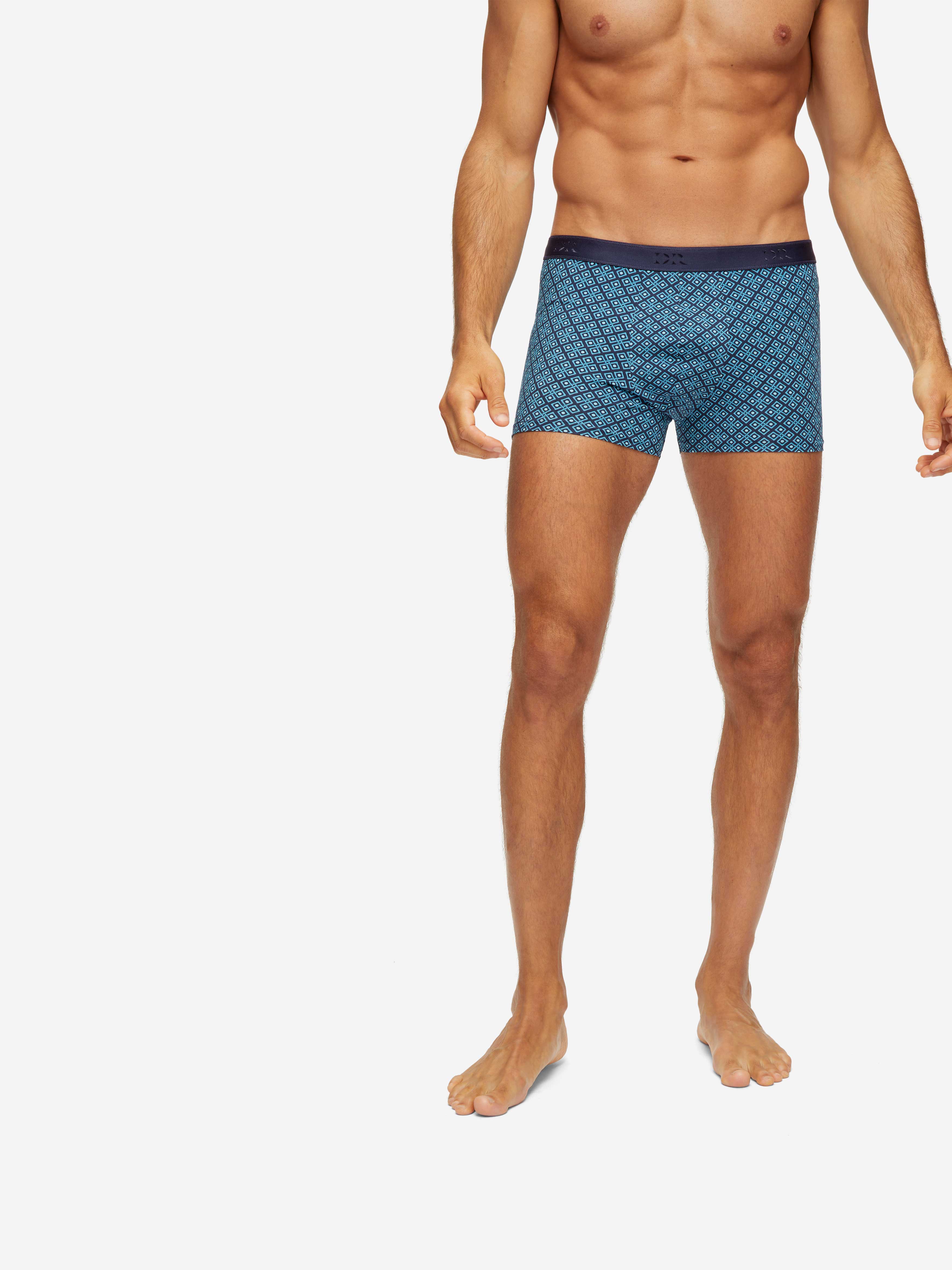 Men's Boxer Briefs Geometric Pima Cotton Stretch 3 Navy