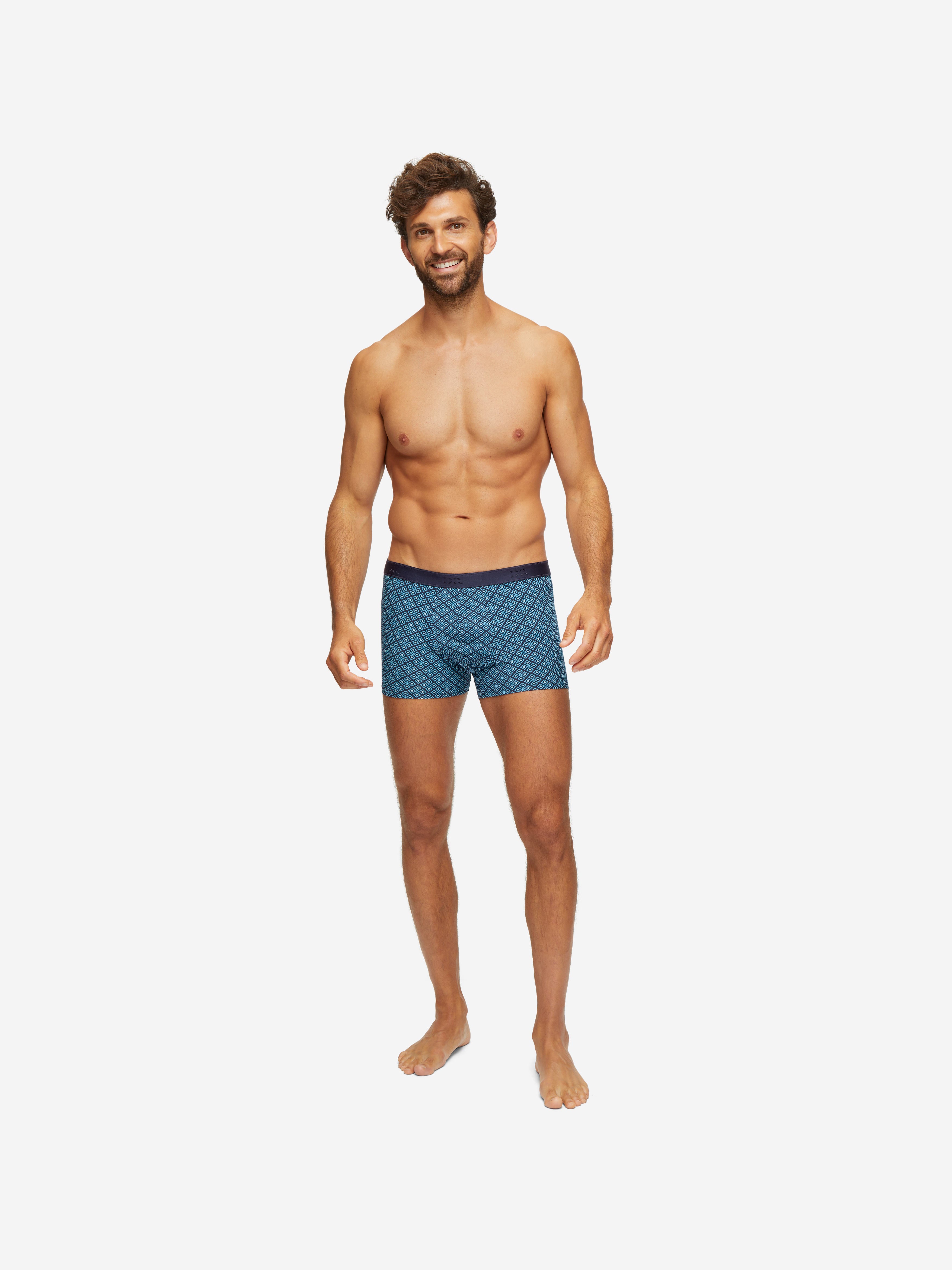 Men's Boxer Briefs Geometric Pima Cotton Stretch 3 Navy