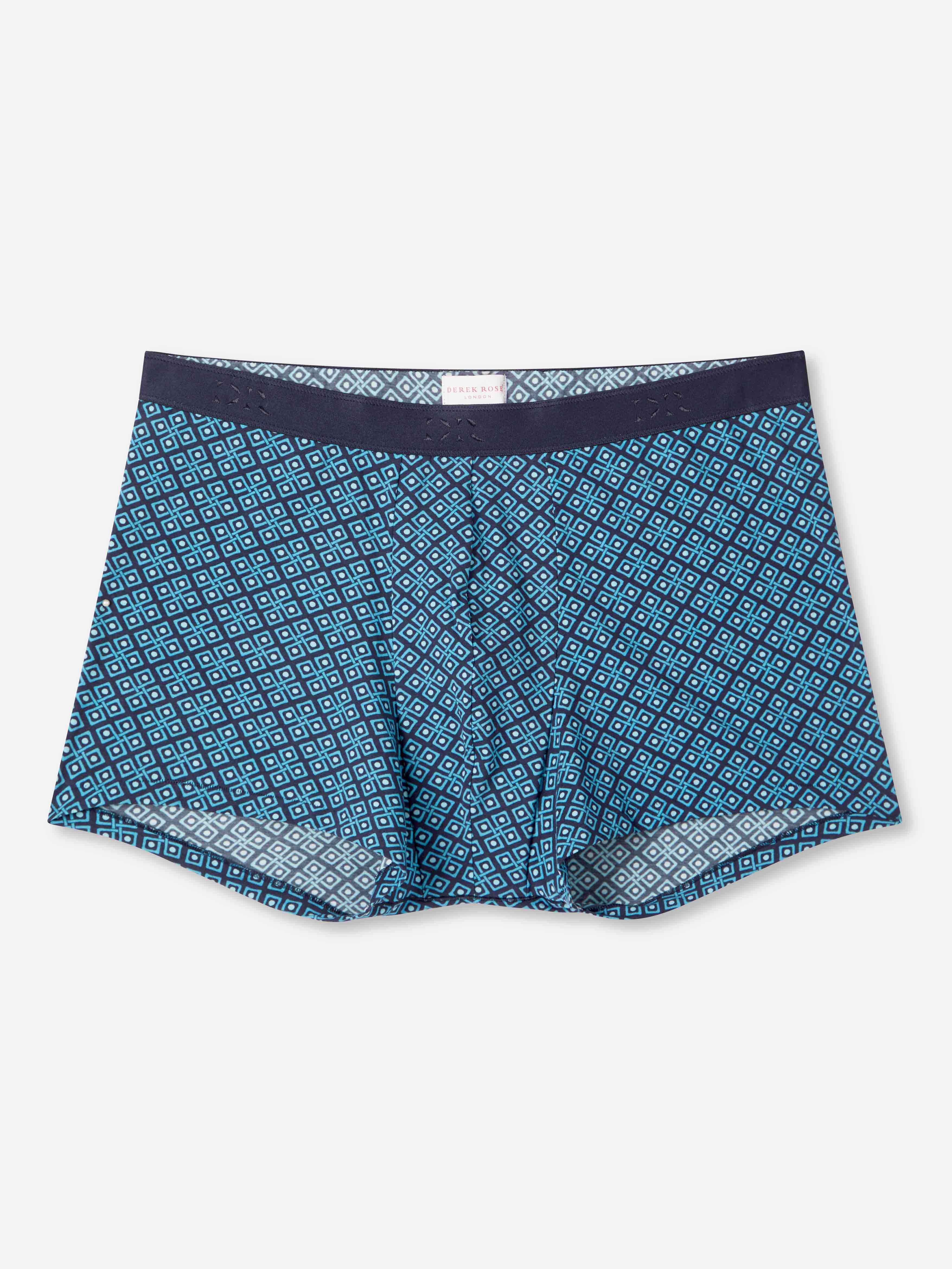 Men's Boxer Briefs Geometric Pima Cotton Stretch 3 Navy