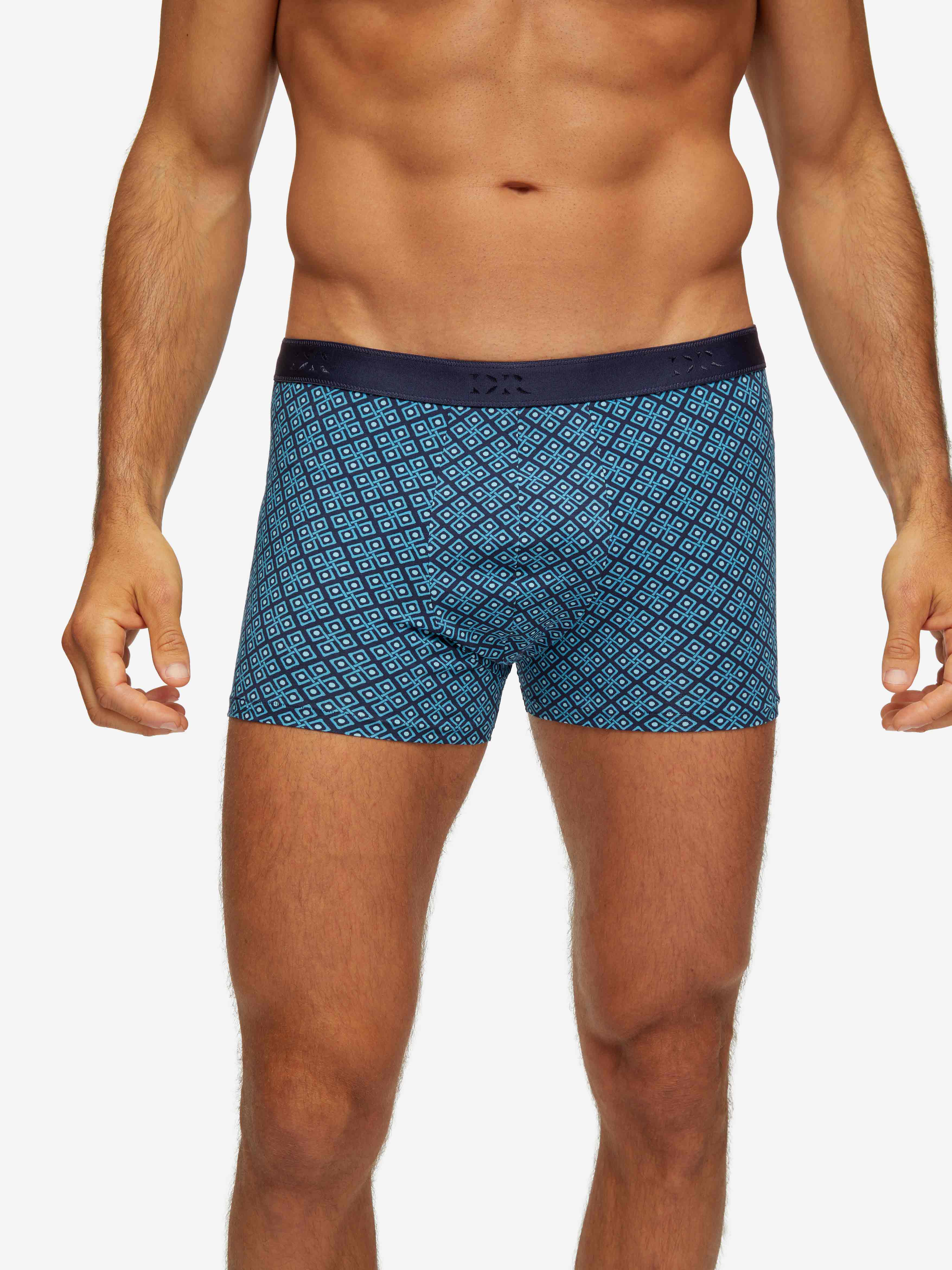 Men's Boxer Briefs Geometric Pima Cotton Stretch 3 Navy