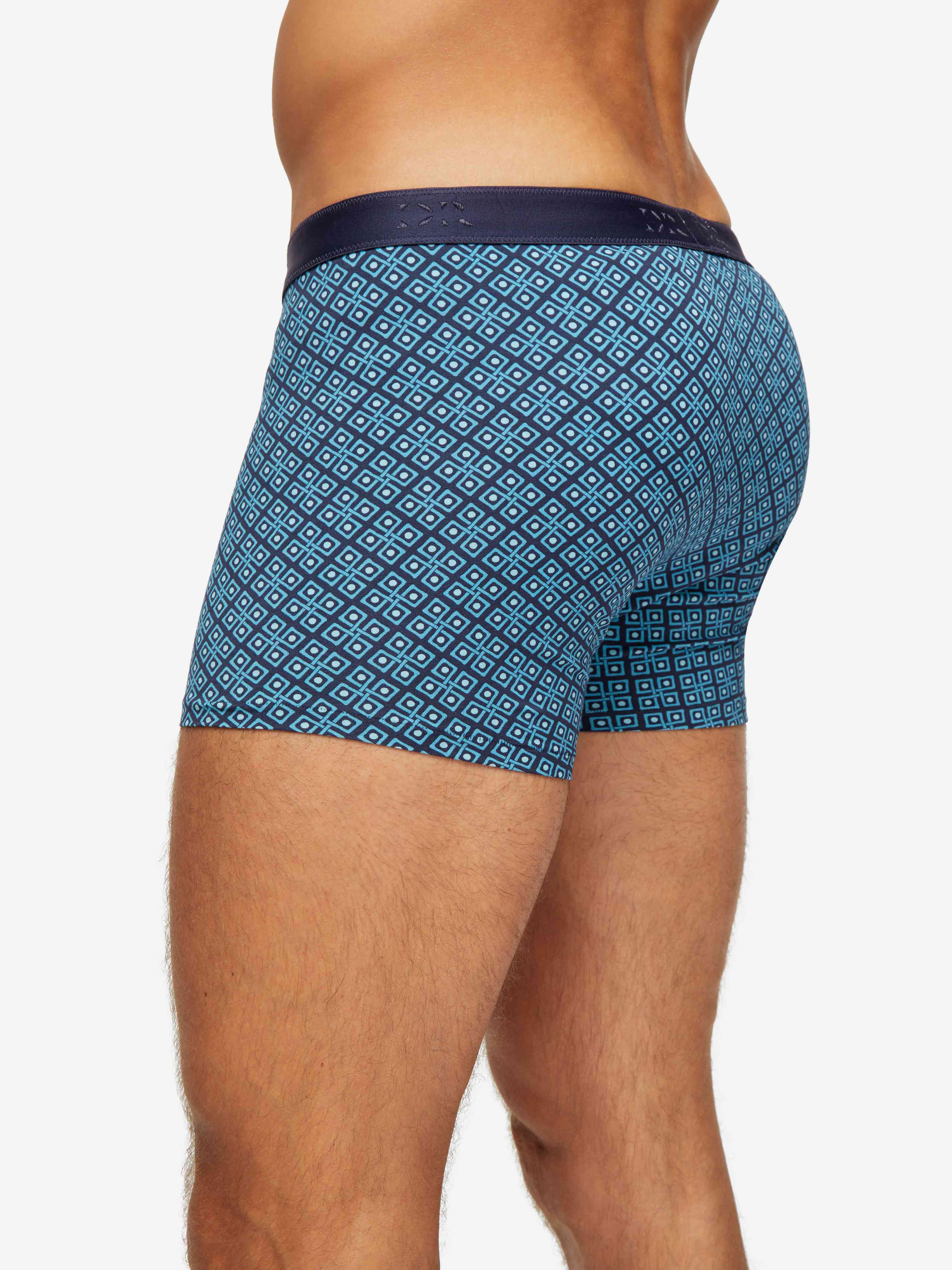 Men's Boxer Briefs Geometric Pima Cotton Stretch 3 Navy