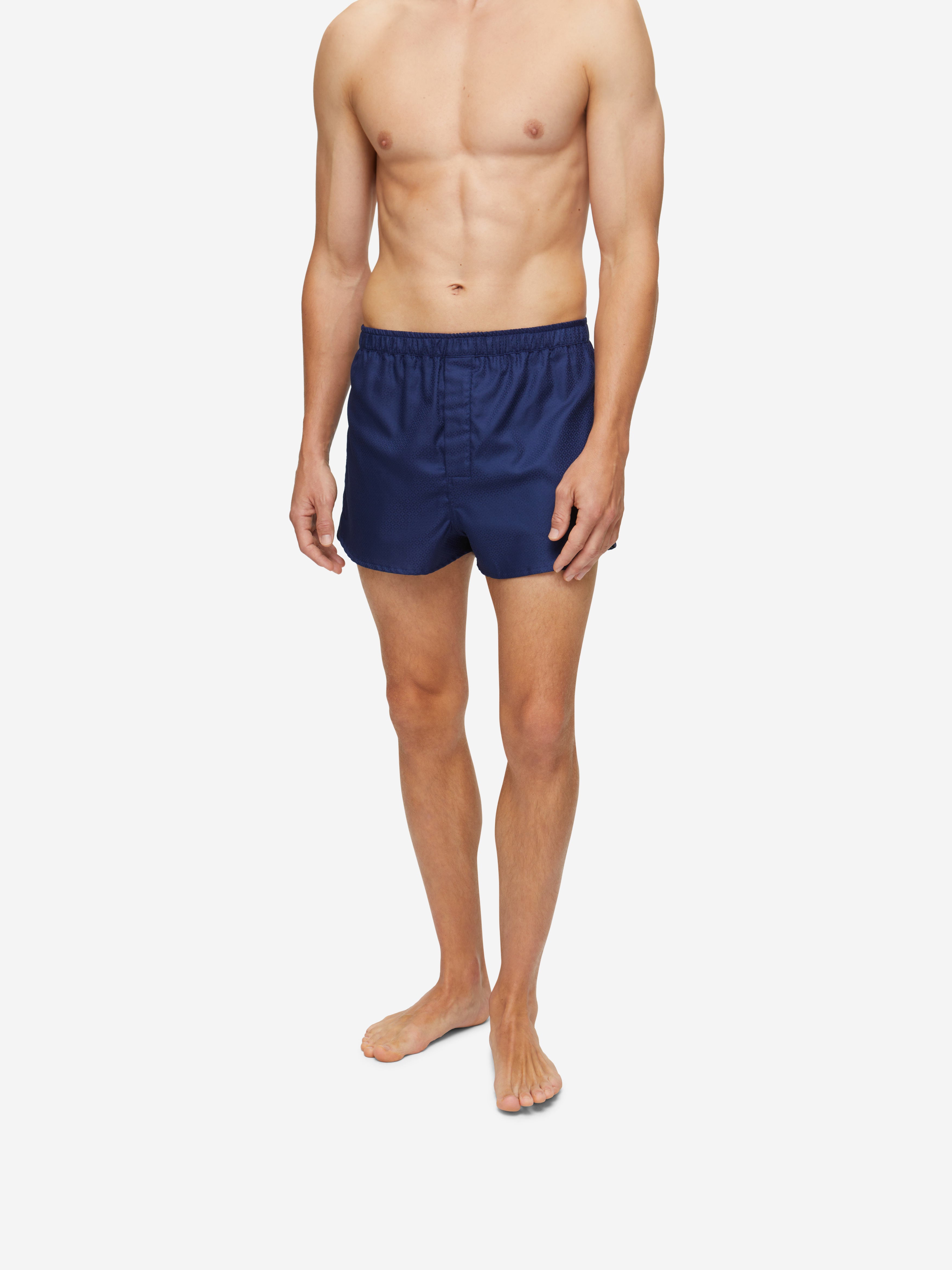 Men's Modern Fit Boxers Lombard 6 Cotton Jacquard Navy