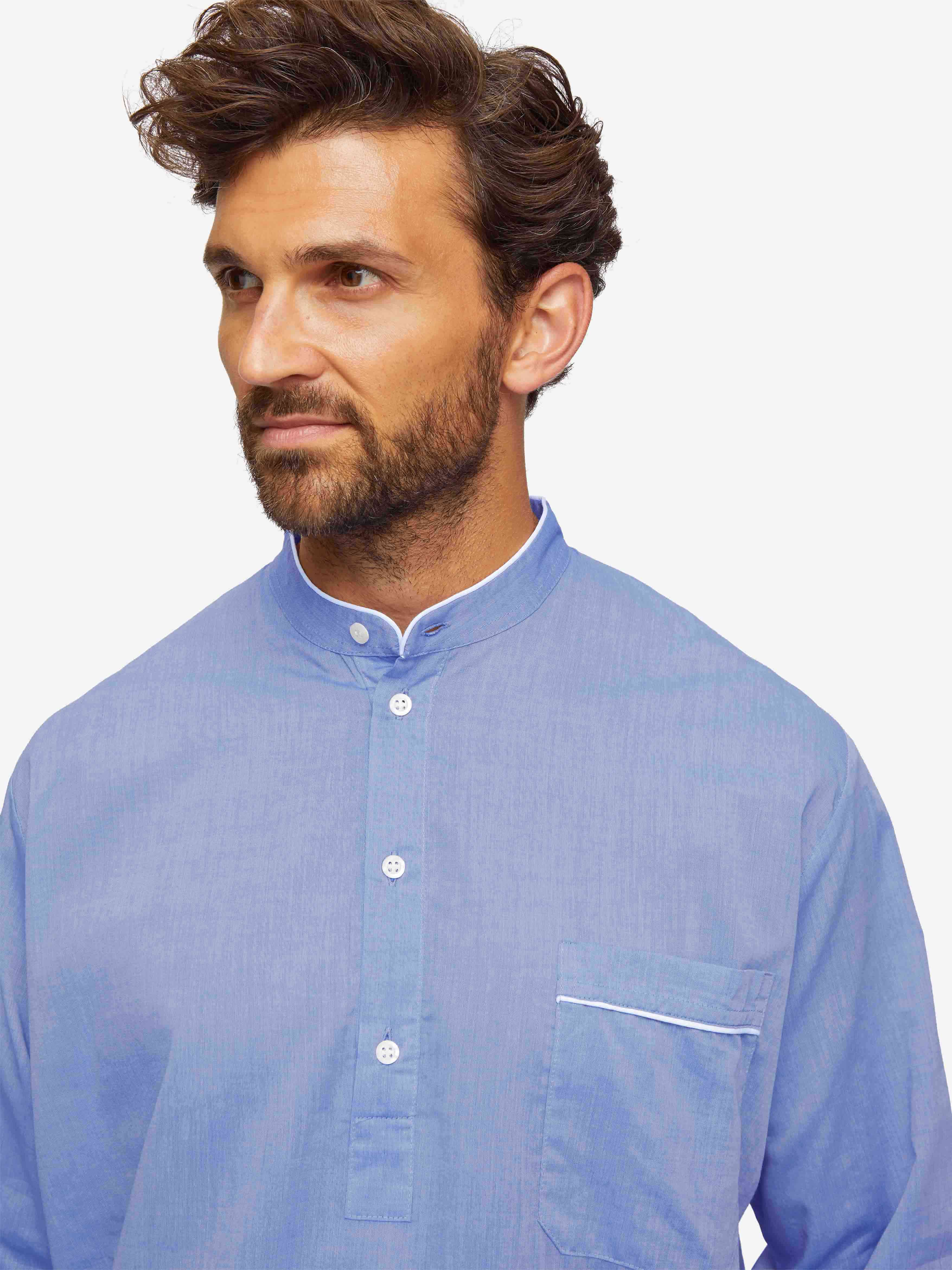 Men's Nightshirt Amalfi Cotton Batiste Blue 