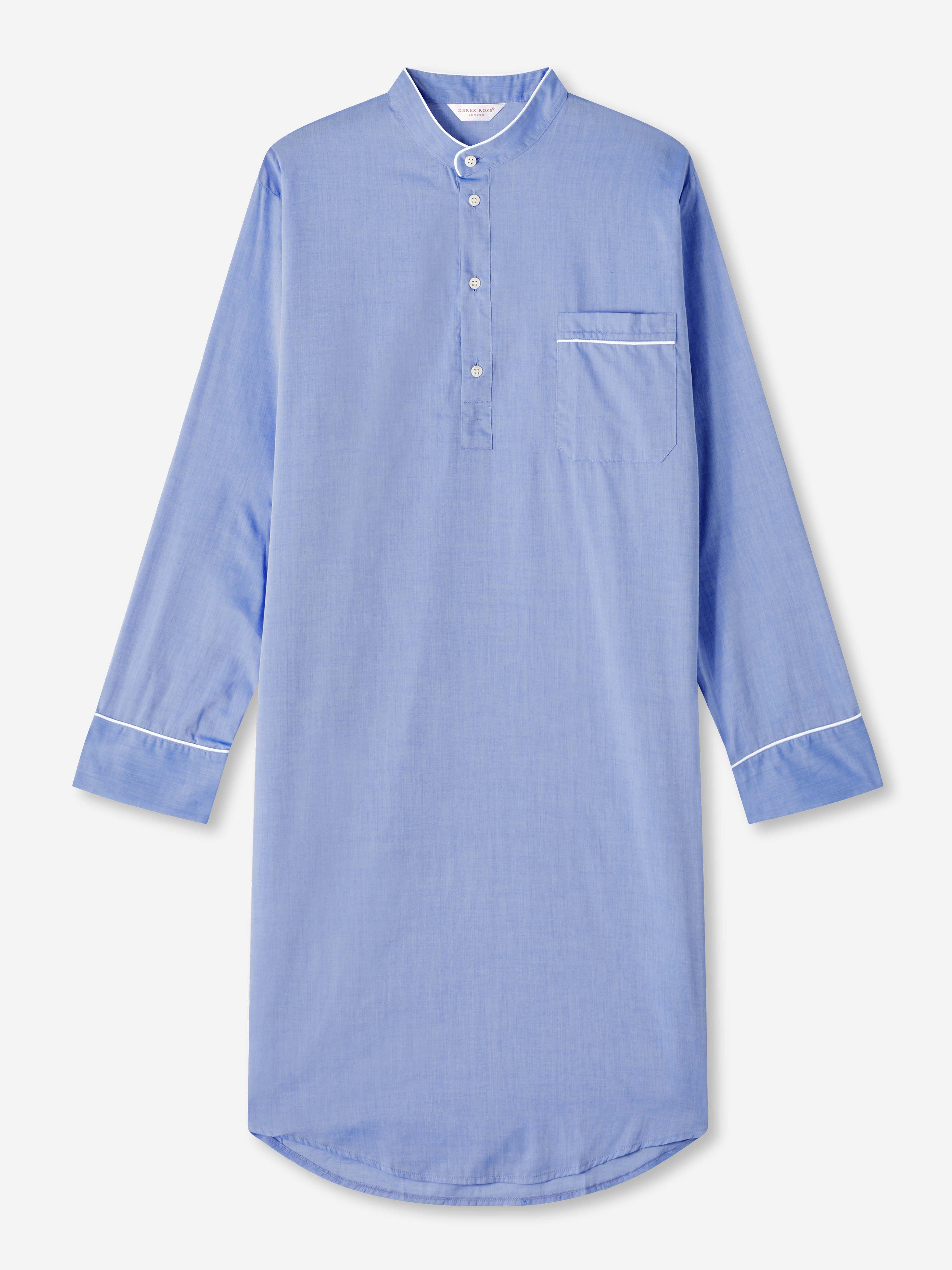 Men's Nightshirt Amalfi Cotton Batiste Blue 