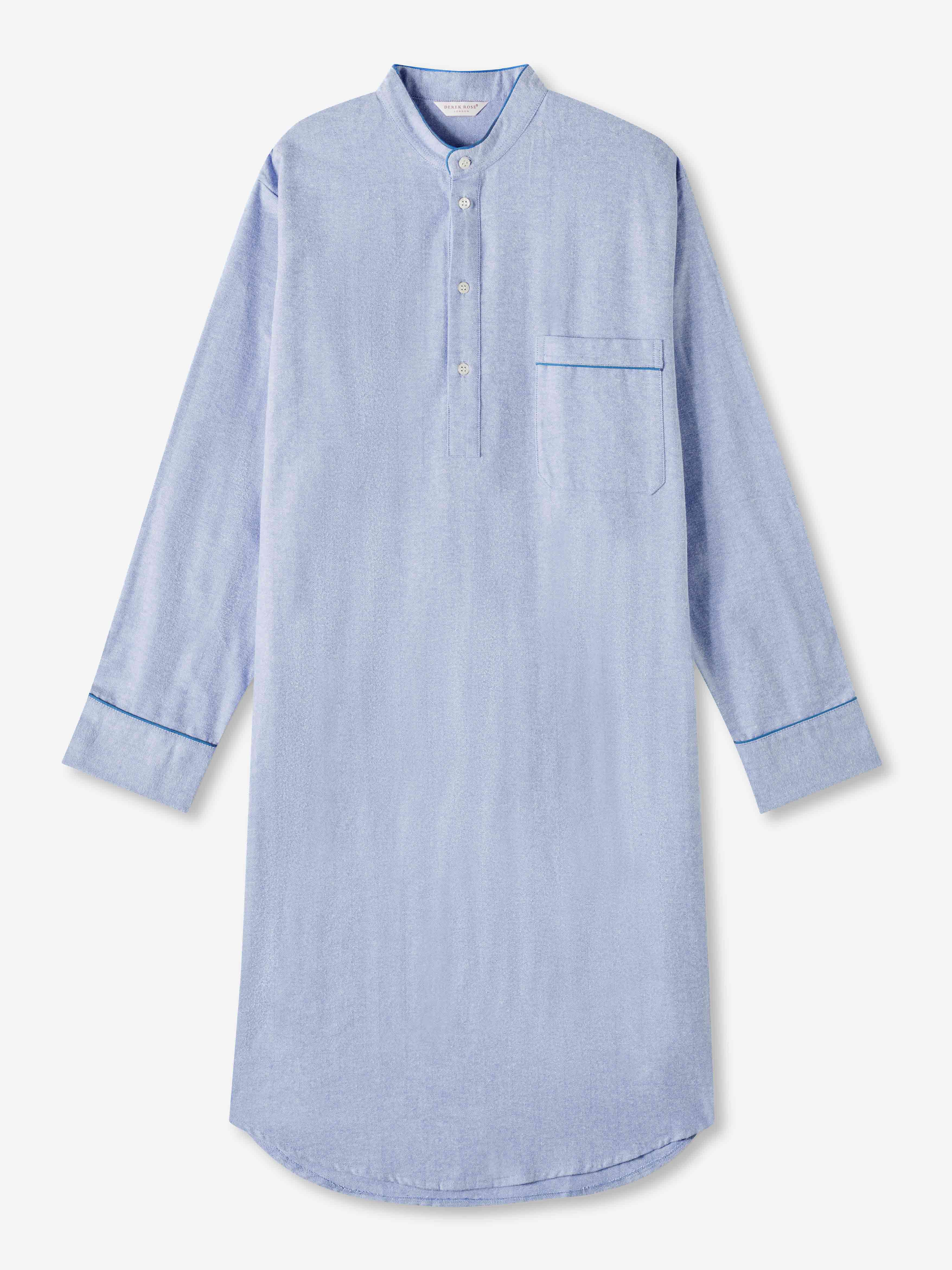 Men's Nightshirt Arran 24 Brushed Cotton Blue