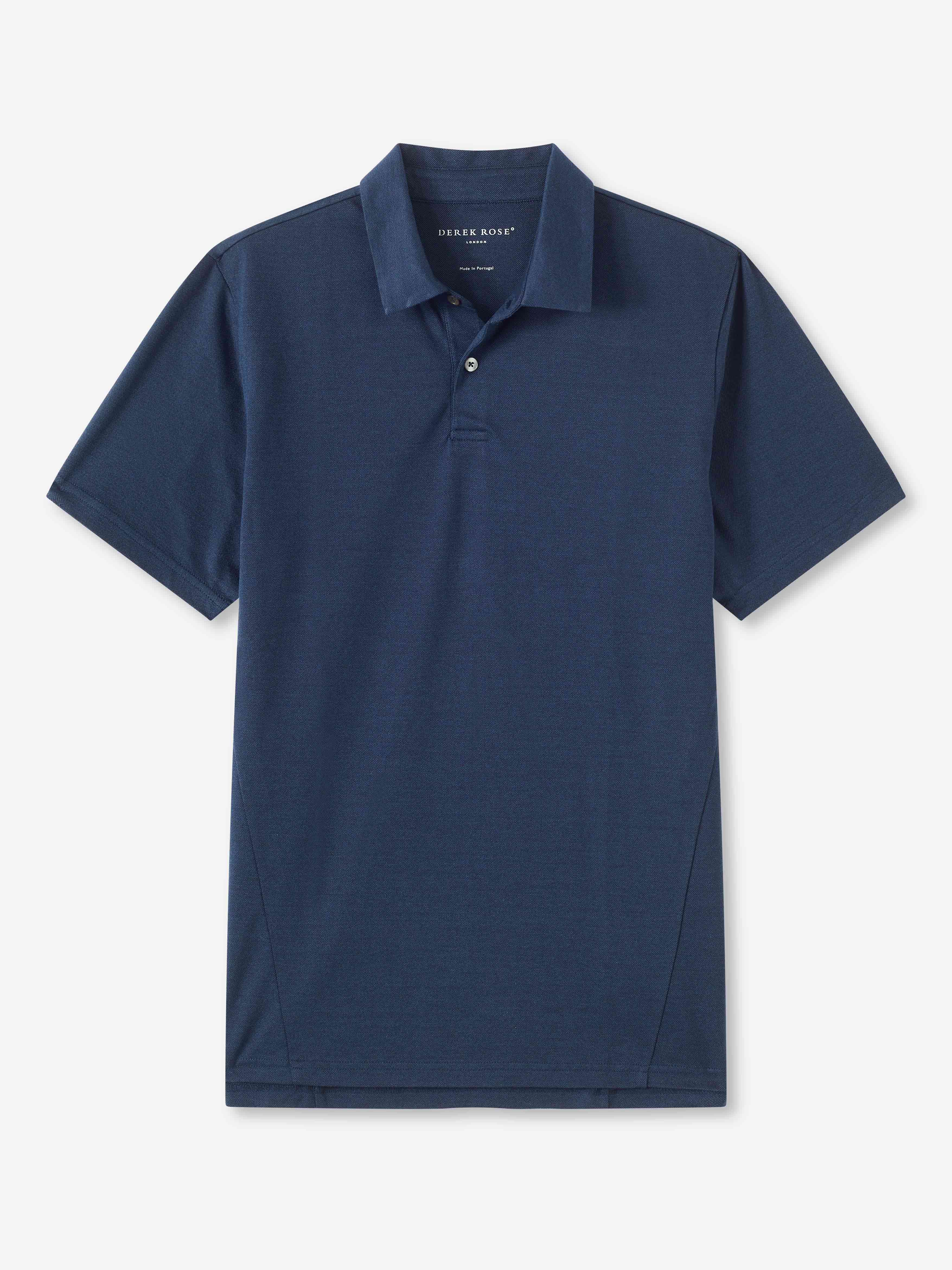 Men's Polo Shirt Ramsay Pique Cotton Tencel Navy