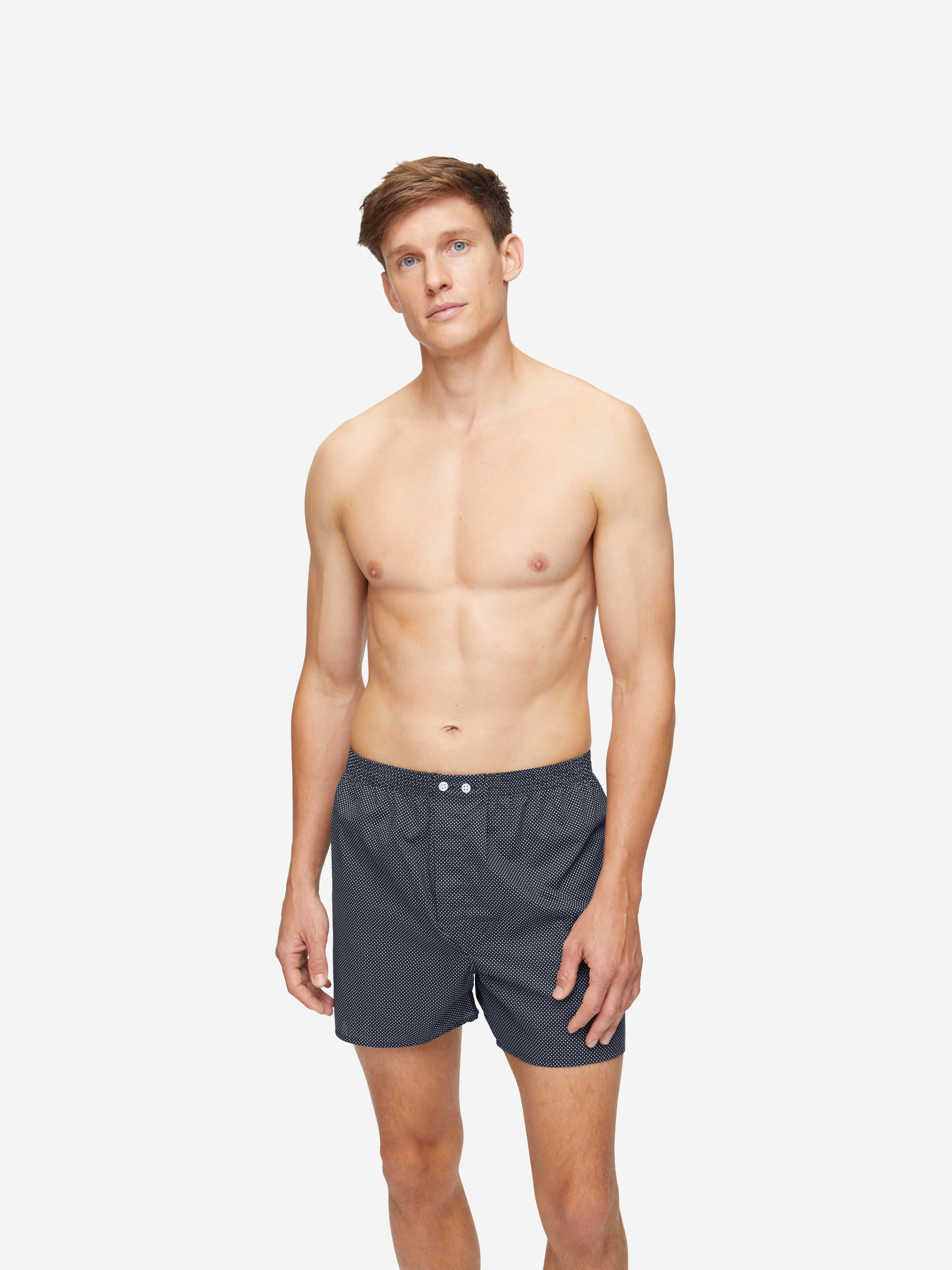 Men's Classic Fit Boxers Plaza 21 Cotton Batiste Navy